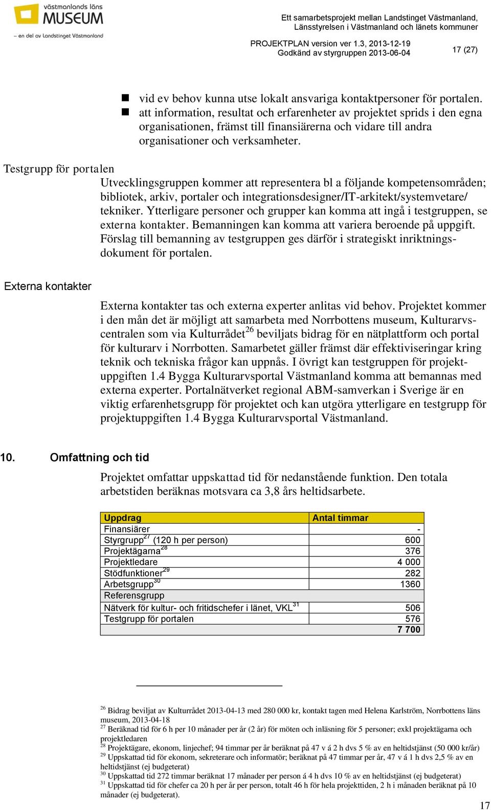 Testgrupp för portalen Utvecklingsgruppen kommer att representera bl a följande kompetensområden; bibliotek, arkiv, portaler och integrationsdesigner/it-arkitekt/systemvetare/ tekniker.