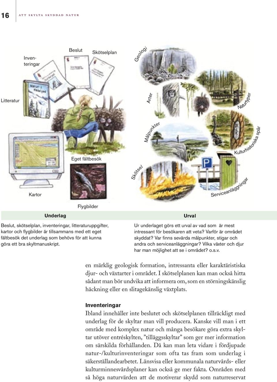 skyltmanuskript. Urval Ur underlaget görs ett urval av vad som är mest intressant för besökaren att veta? Varför är området skyddat?