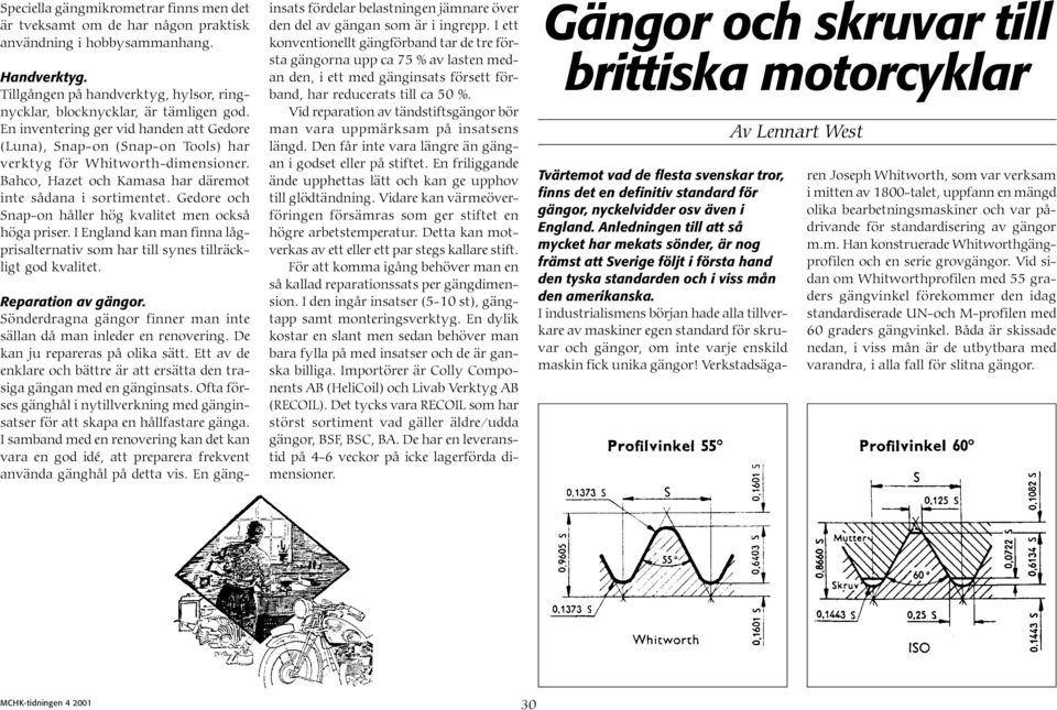 Gedore och Snap-on håller hög kvalitet men också höga priser. I England kan man finna lågprisalternativ som har till synes tillräckligt god kvalitet. Reparation av gängor.