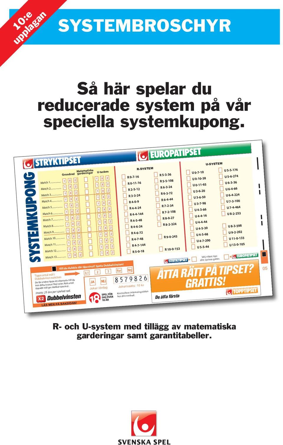 U-SYSTEM Grundrad Matematiska garderingar U-tecken R-SYSTEM X X X X X X X X X X X X X X X X X X X X X X X X X X Vill du dubbla din tipsvinst? Spela Dubbelvinsten!