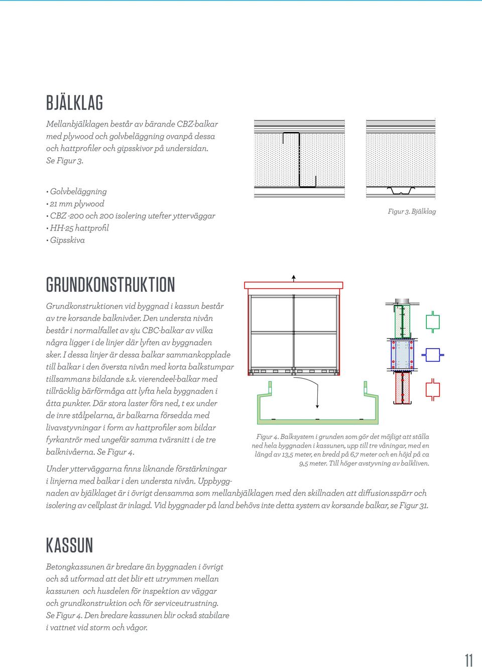 Bjälklag Grundkonstruktion Grundkonstruktionen vid byggnad i kassun består av tre korsande balknivåer.