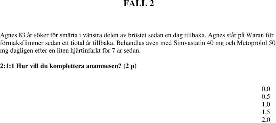 Behandlas även med Simvastatin 40 mg och Metoprolol 50 mg dagligen efter en