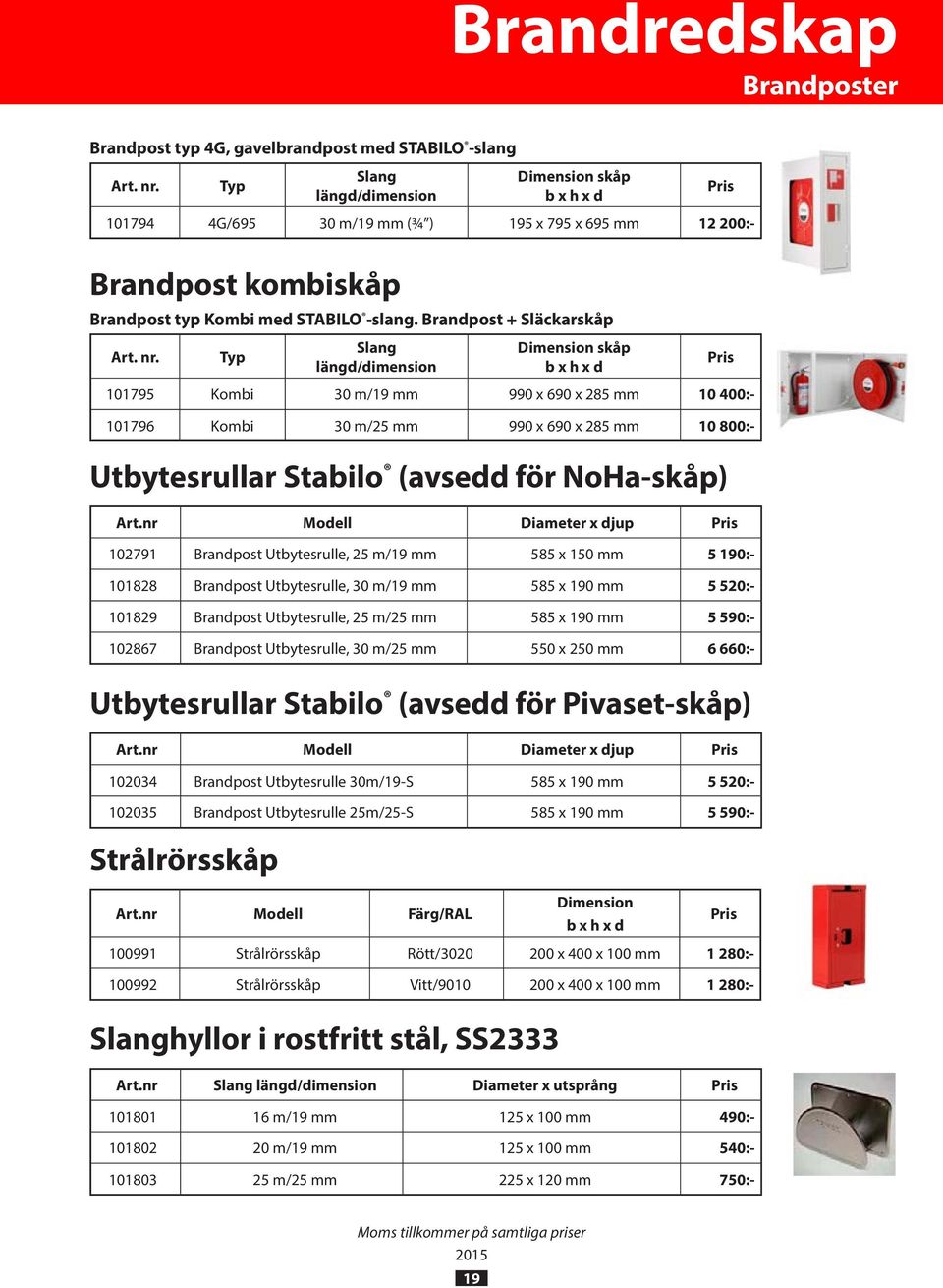 Brandpost + Släckarskåp Art. nr.