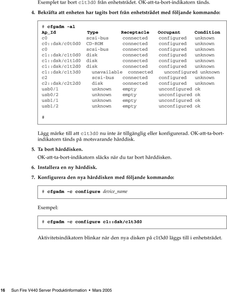 connected configured unknown c0 scsi-bus connected configured unknown c1::dsk/c1t0d0 disk connected configured unknown c1::dsk/c1t1d0 disk connected configured unknown c1::dsk/c1t2d0 disk connected