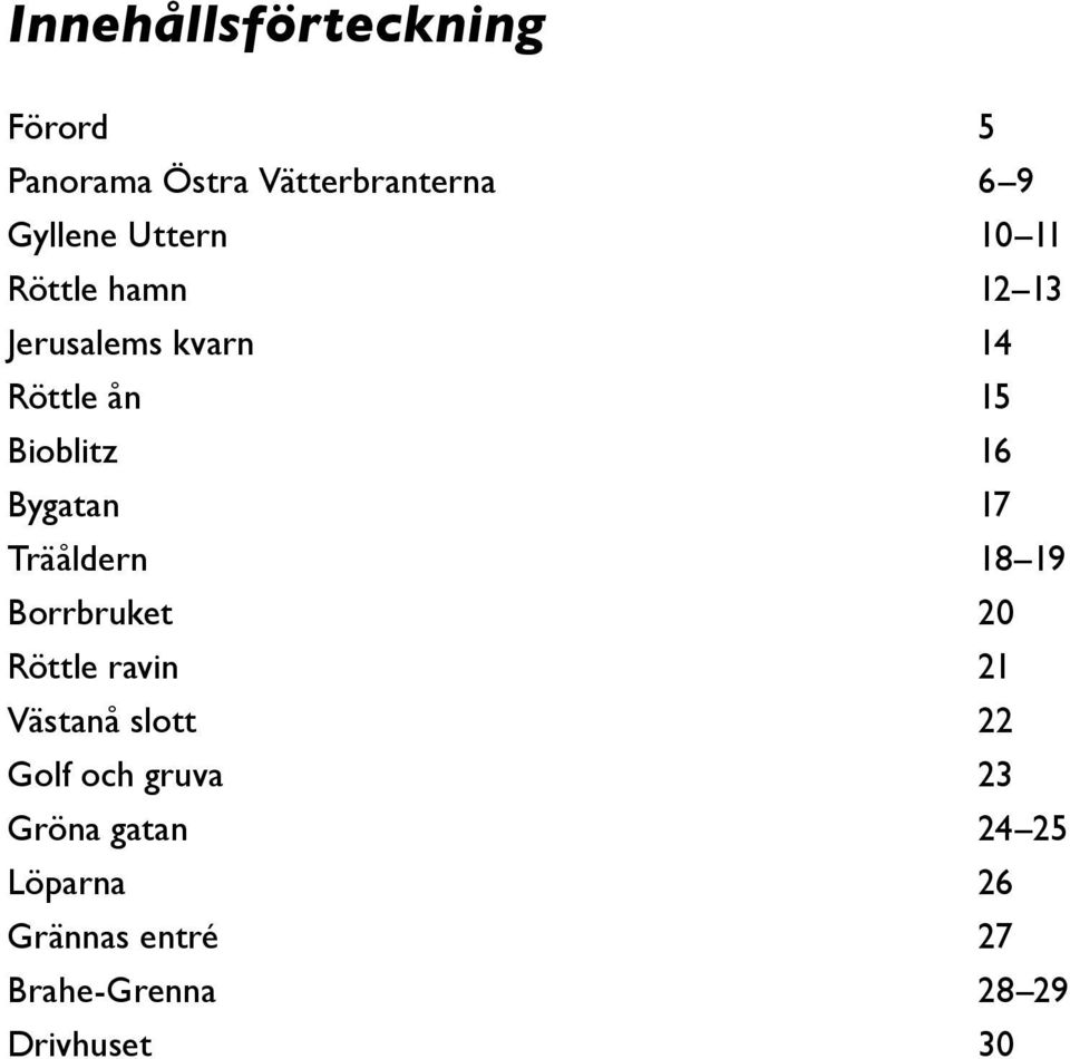 Träåldern 18 19 Borrbruket 20 Röttle ravin 21 Västanå slott 22 Golf och gruva