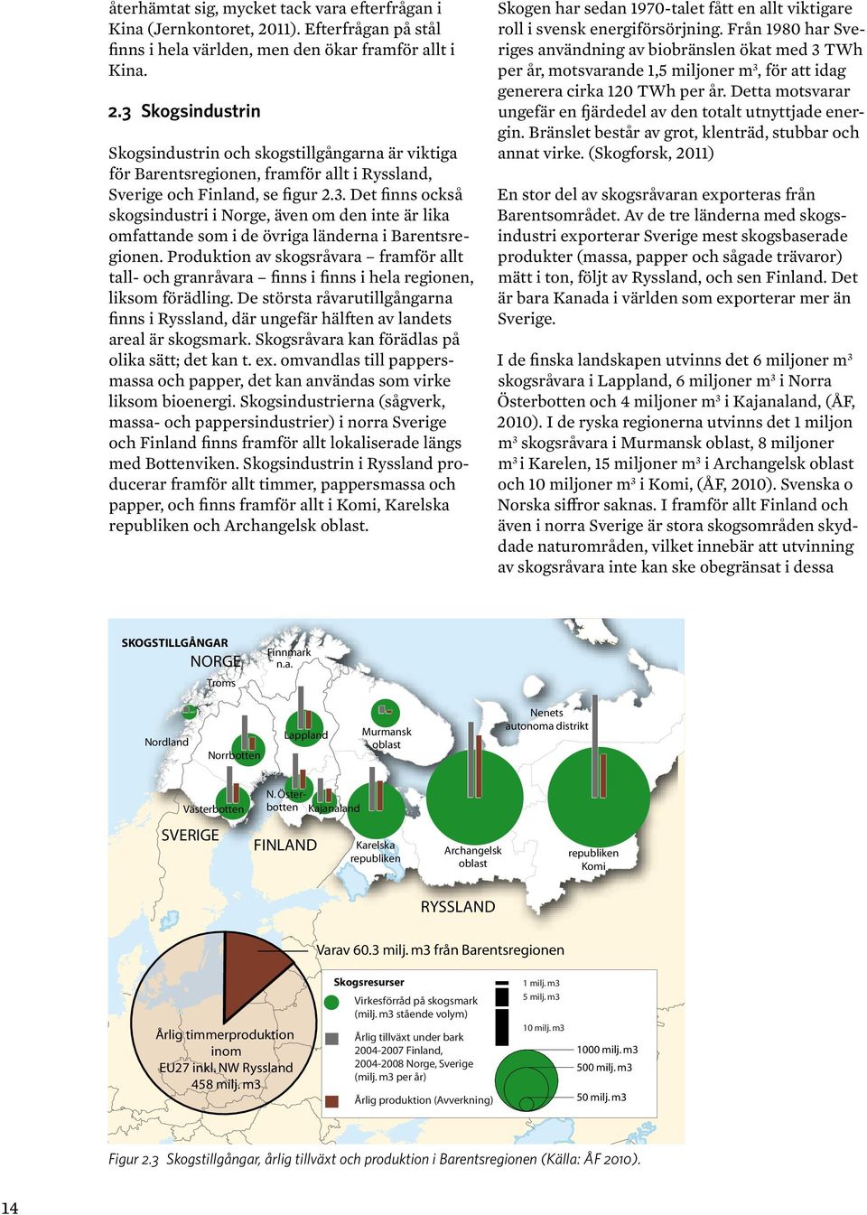 3 Skogsindustrin Skogsindustrin och skogstillgångarna är viktiga för Barentsregionen, framför allt i Ryssland, Sverige och Finland, se figur 2.3. Det finns också skogsindustri i Norge, även om den inte är lika omfattande som i de övriga länderna i Barentsregionen.