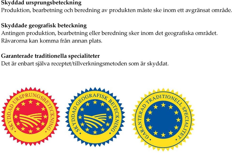 Skyddade geografisk beteckning Antingen produktion, bearbetning eller beredning sker inom det