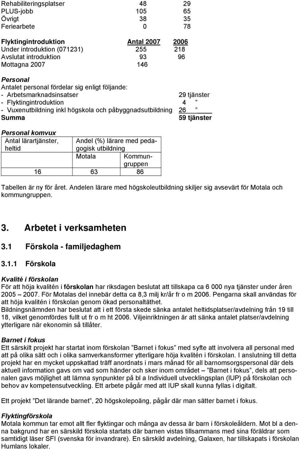 Personal komvux Antal lärartjänster, heltid Andel (%) lärare med pedagogisk utbildning 16 63 86 Tabellen är ny för året.