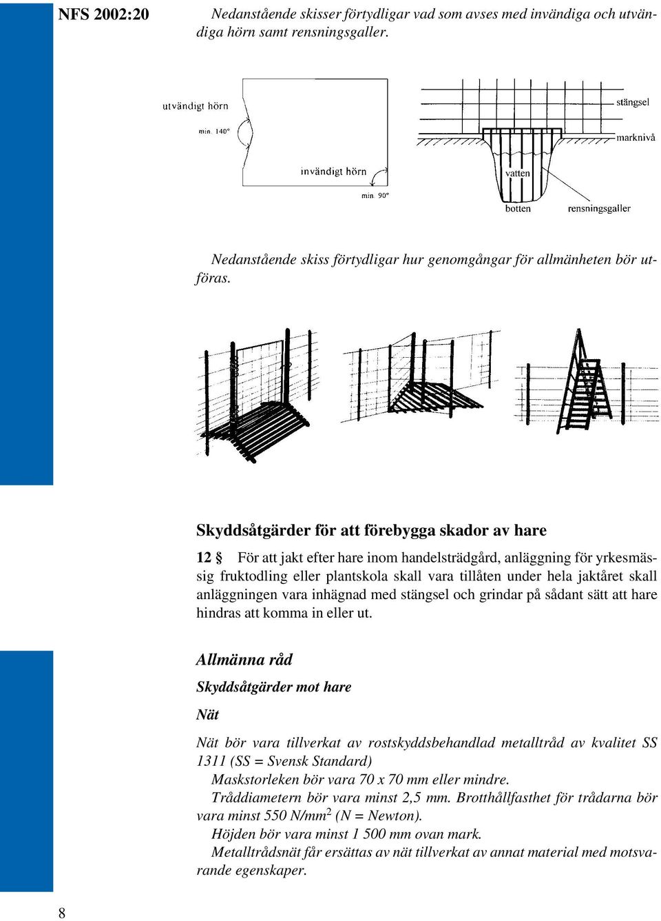 anläggningen vara inhägnad med stängsel och grindar på sådant sätt att hare hindras att komma in eller ut.