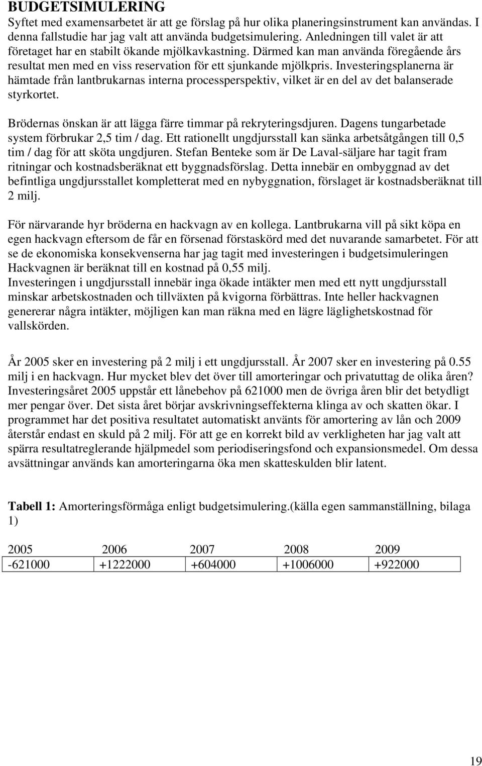 Investeringsplanerna är hämtade från lantbrukarnas interna processperspektiv, vilket är en del av det balanserade styrkortet. Brödernas önskan är att lägga färre timmar på rekryteringsdjuren.