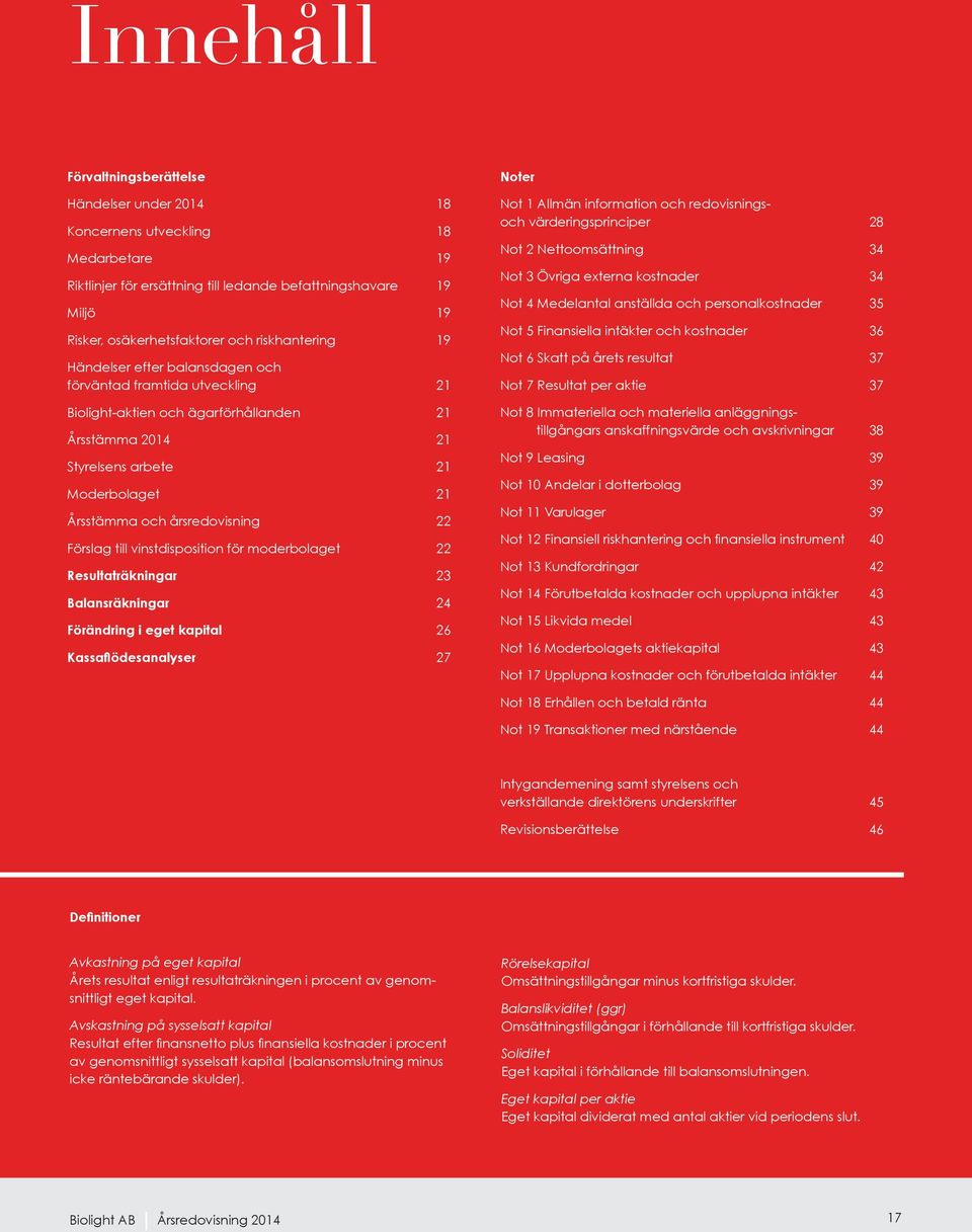 årsredovisning 22 Förslag till vinstdisposition för moderbolaget 22 Resultaträkningar 23 Balansräkningar 24 Förändring i eget kapital 26 Kassaflödesanalyser 27 Noter Not 1 Allmän information och