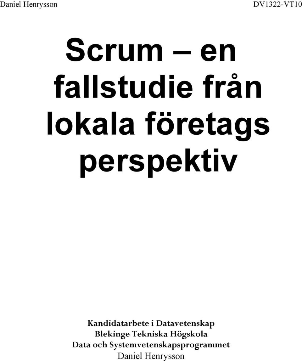 Datavetenskap Blekinge Tekniska Högskola