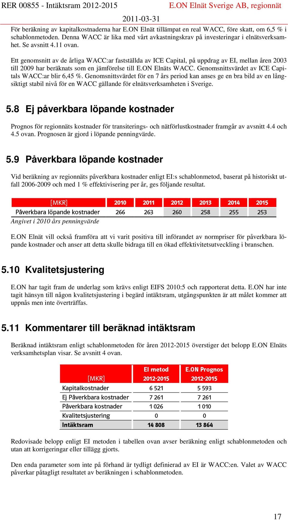 Genomsnittsvärdet av ICE Capitals WACC:ar blir 6,45 %.