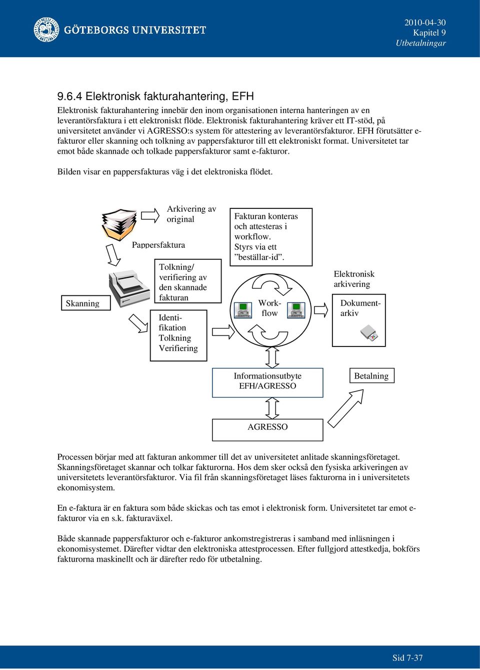 EFH förutsätter e- fakturor eller skanning och tolkning av pappersfakturor till ett elektroniskt format. Universitetet tar emot både skannade och tolkade pappersfakturor samt e-fakturor.