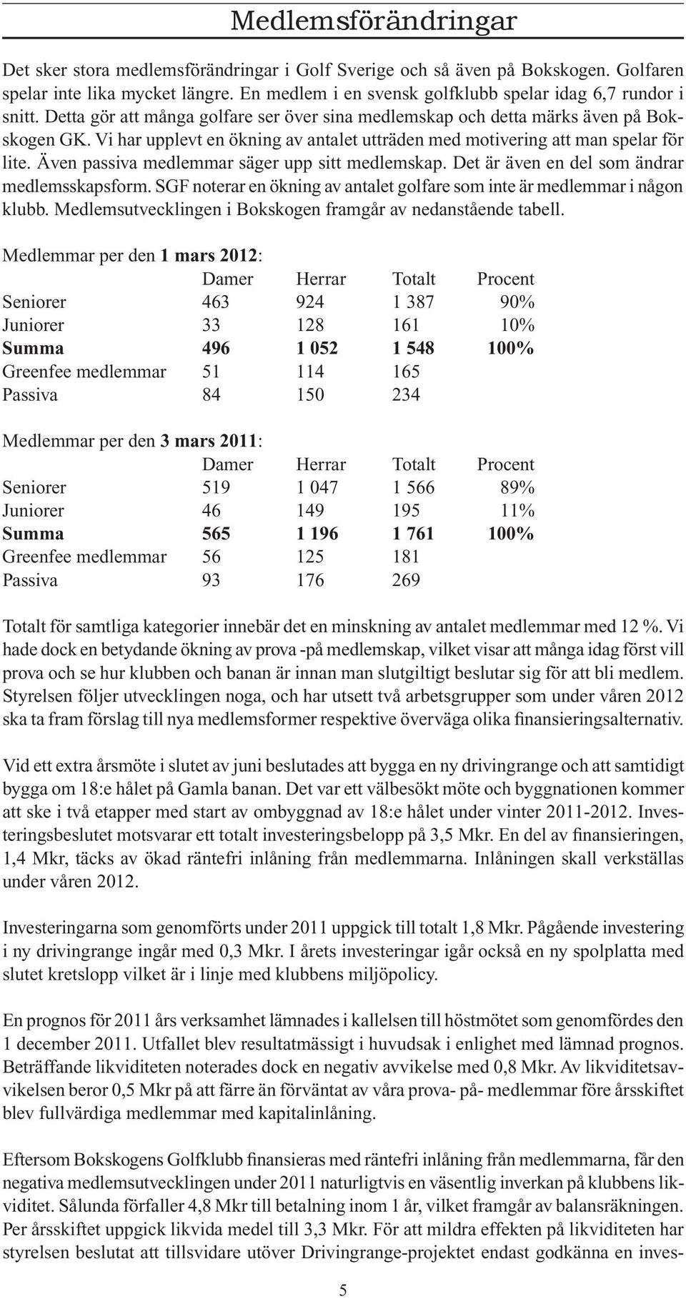 Även passiva medlemmar säger upp sitt medlemskap. Det är även en del som ändrar medlemsskapsform. SGF noterar en ökning av antalet golfare som inte är medlemmar i någon klubb.