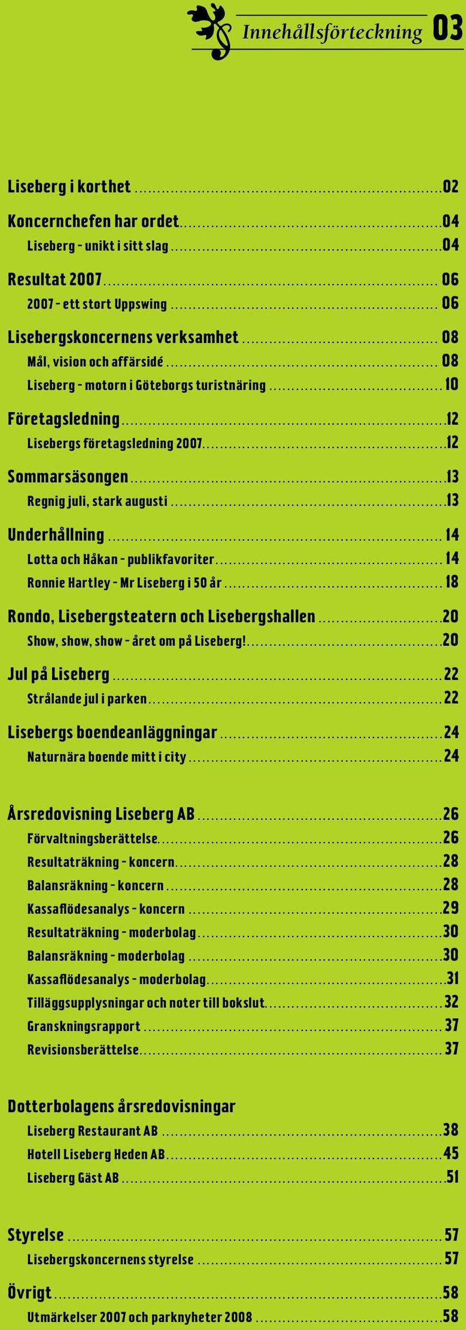 ..13 Underhållning...14 Lotta och Håkan publikfavoriter...14 Ronnie Hartley Mr Liseberg i 50 år...18 Rondo, Lisebergsteatern och Lisebergshallen...20 Show, show, show året om på Liseberg!