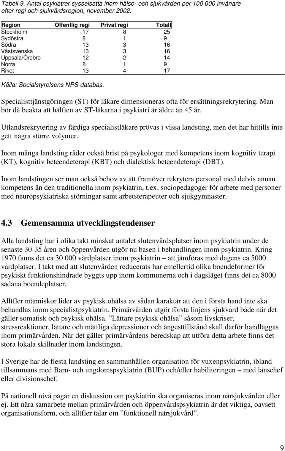 Specialisttjänstgöringen (ST) för läkare dimensioneras ofta för ersättningsrekrytering. Man bör då beakta att hälften av ST-läkarna i psykiatri är äldre än 45 år.