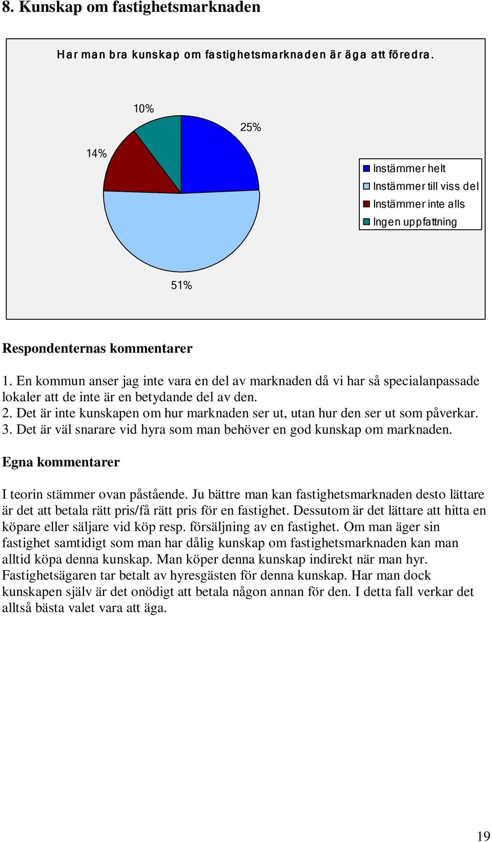 Det är inte kunskapen om hur marknaden ser ut, utan hur den ser ut som påverkar. 3. Det är väl snarare vid hyra som man behöver en god kunskap om marknaden.