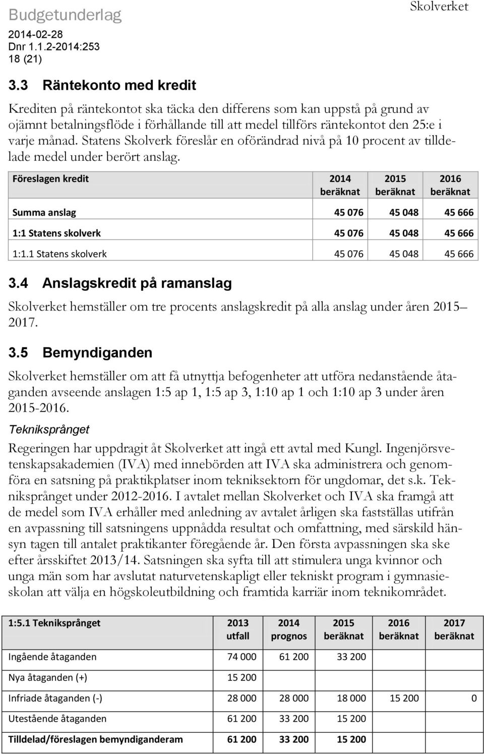 Statens Skolverk föreslår en oförändrad nivå på 10 procent av tilldelade medel under berört anslag.