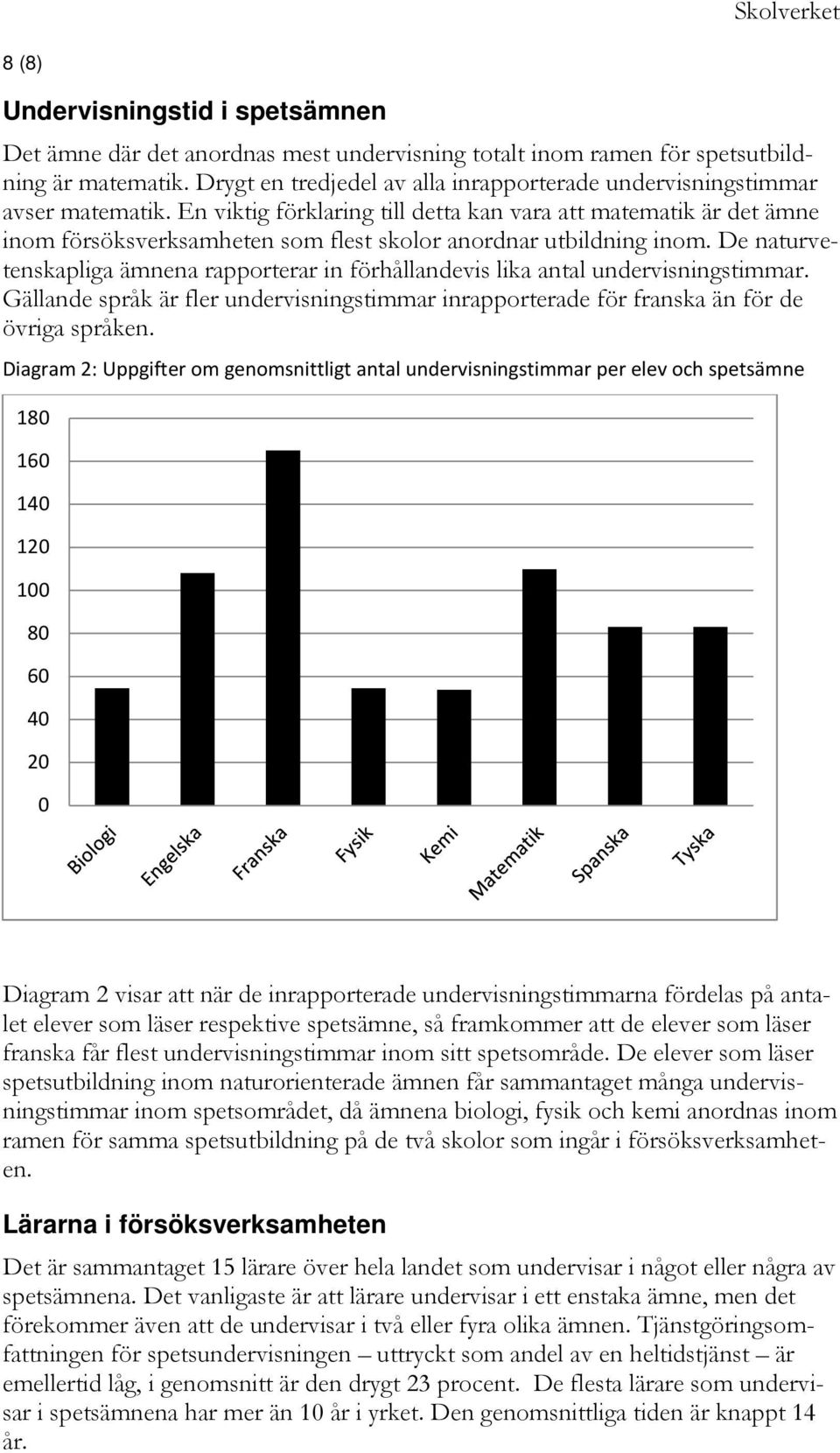 En viktig förklaring till detta kan vara att matematik är det ämne inom försöksverksamheten som flest skolor anordnar utbildning inom.