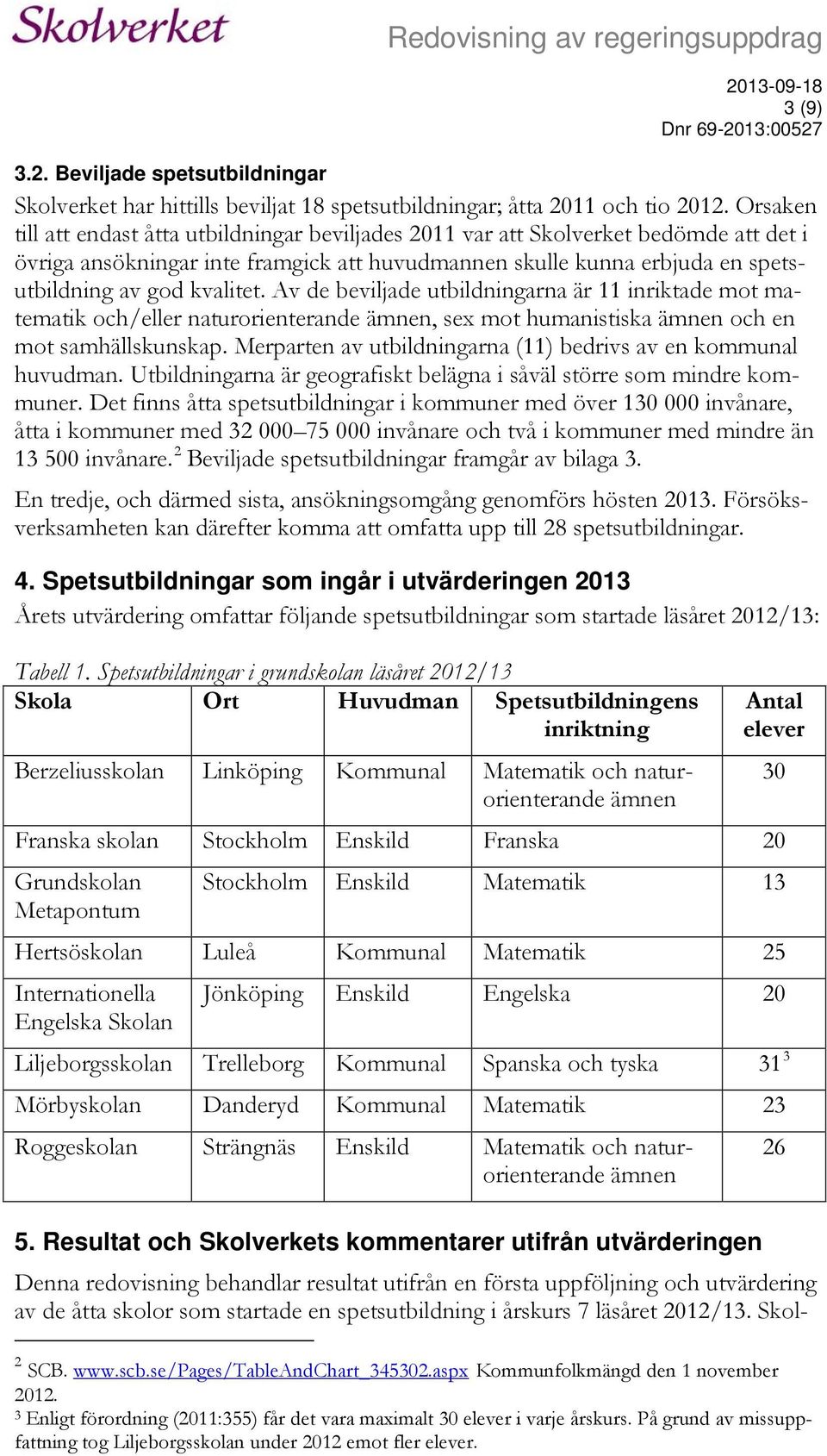 Av de beviljade utbildningarna är 11 inriktade mot matematik och/eller naturorienterande ämnen, sex mot humanistiska ämnen och en mot samhällskunskap.