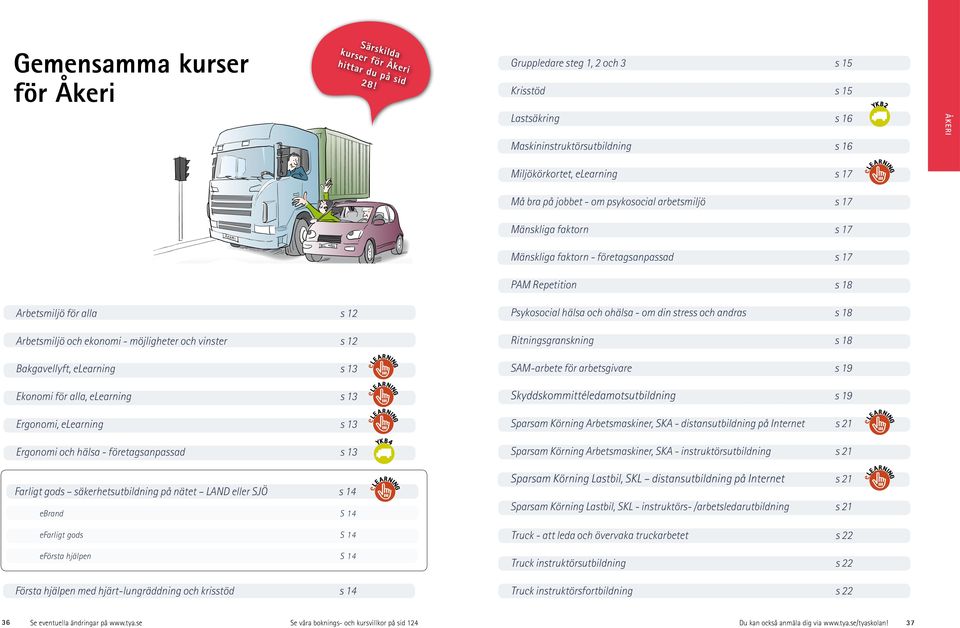 faktorn s 17 Mänskliga faktorn - företagsanpassad s 17 PAM Repetition s 18 Arbetsmiljö för alla s 12 Psykosocial hälsa och ohälsa - om din stress och andras s 18 Arbetsmiljö och ekonomi - möjligheter