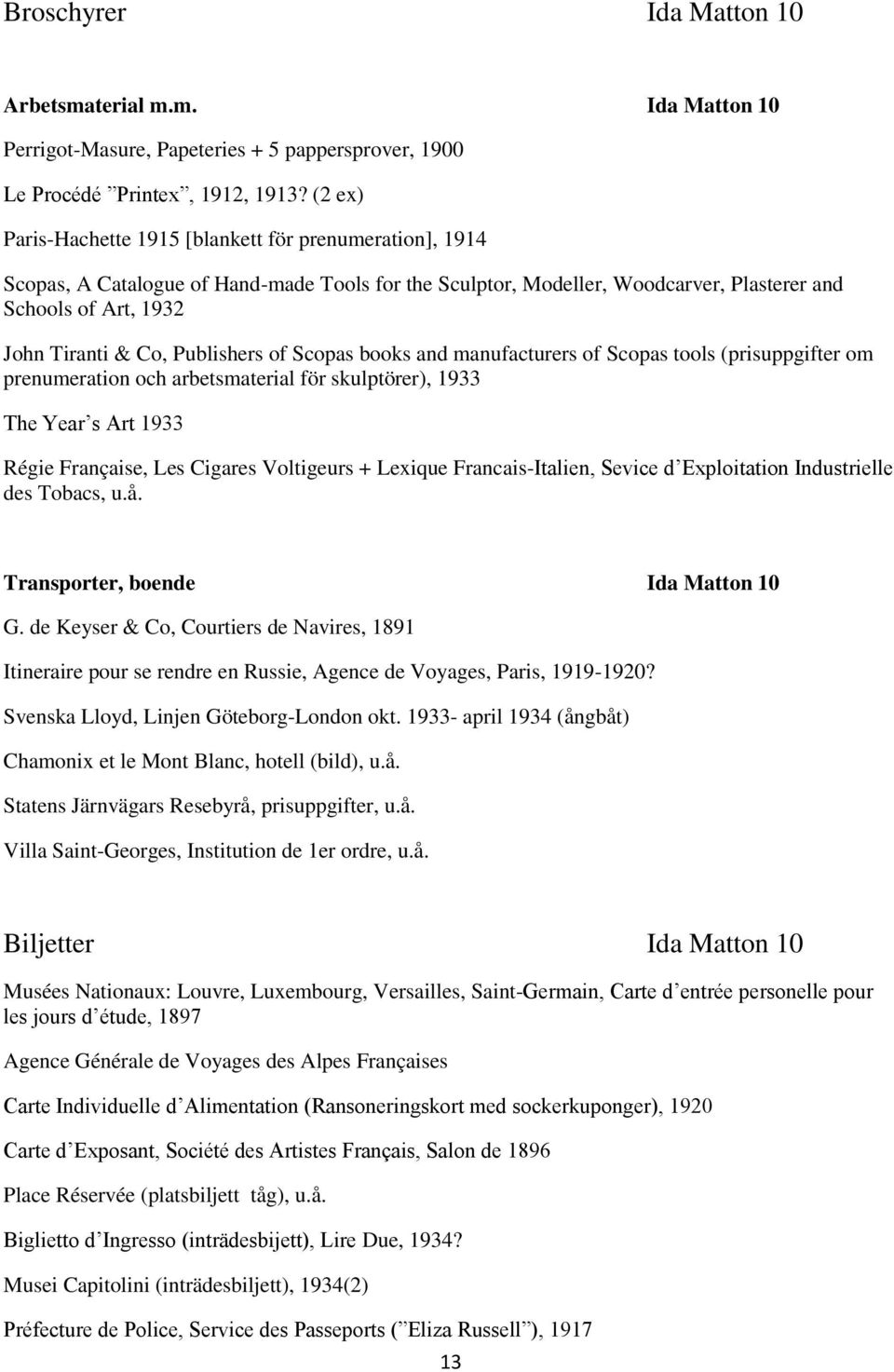 Publishers of Scopas books and manufacturers of Scopas tools (prisuppgifter om prenumeration och arbetsmaterial för skulptörer), 1933 The Year s Art 1933 Régie Française, Les Cigares Voltigeurs +