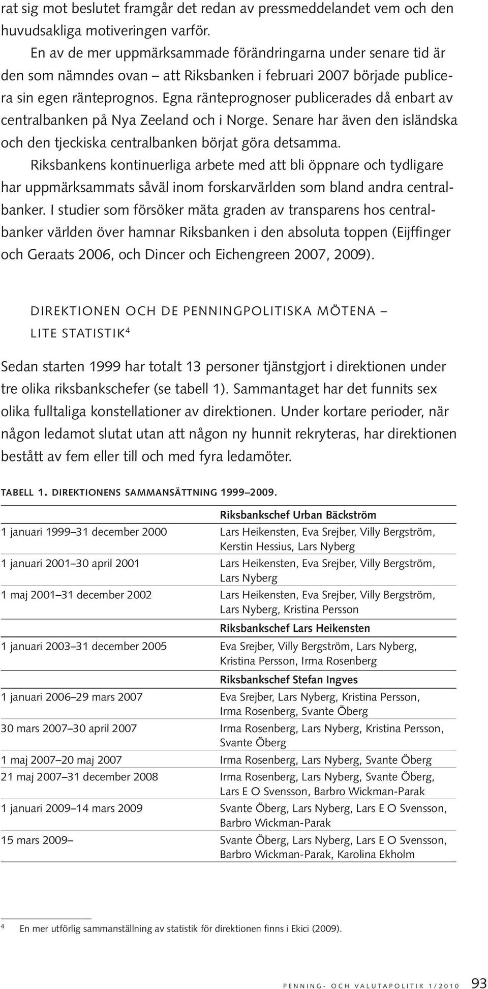 Egna ränteprognoser publicerades då enbart av centralbanken på Nya Zeeland och i Norge. Senare har även den isländska och den tjeckiska centralbanken börjat göra detsamma.