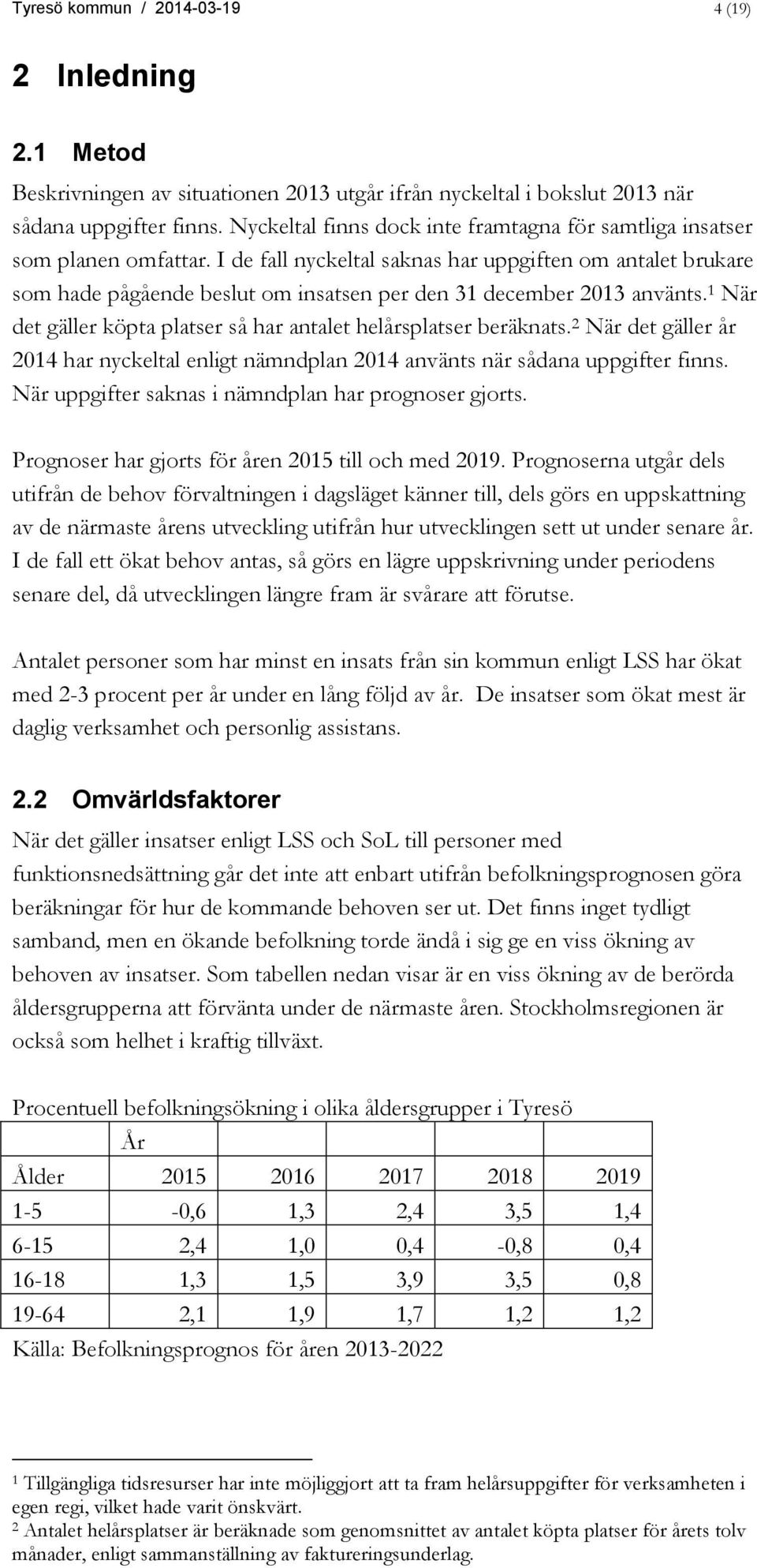 I de fall nyckeltal saknas har uppgiften om antalet brukare som hade pågående beslut om insatsen per den 31 december 2013 använts.