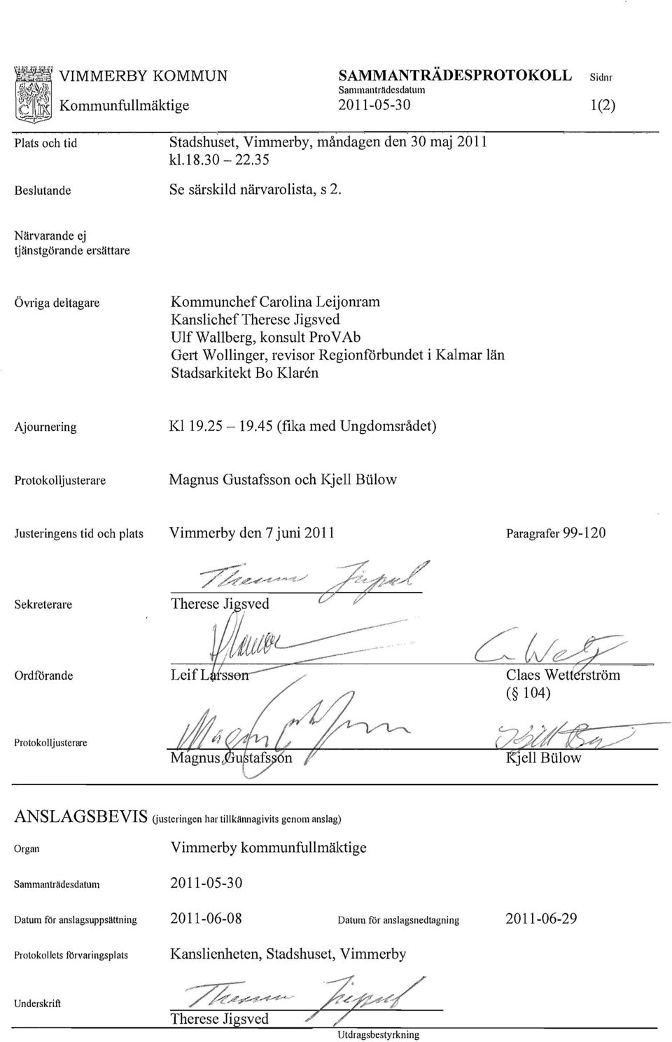 Stadsarkitekt Bo Klaren Ajournering Kl 19.25-19.