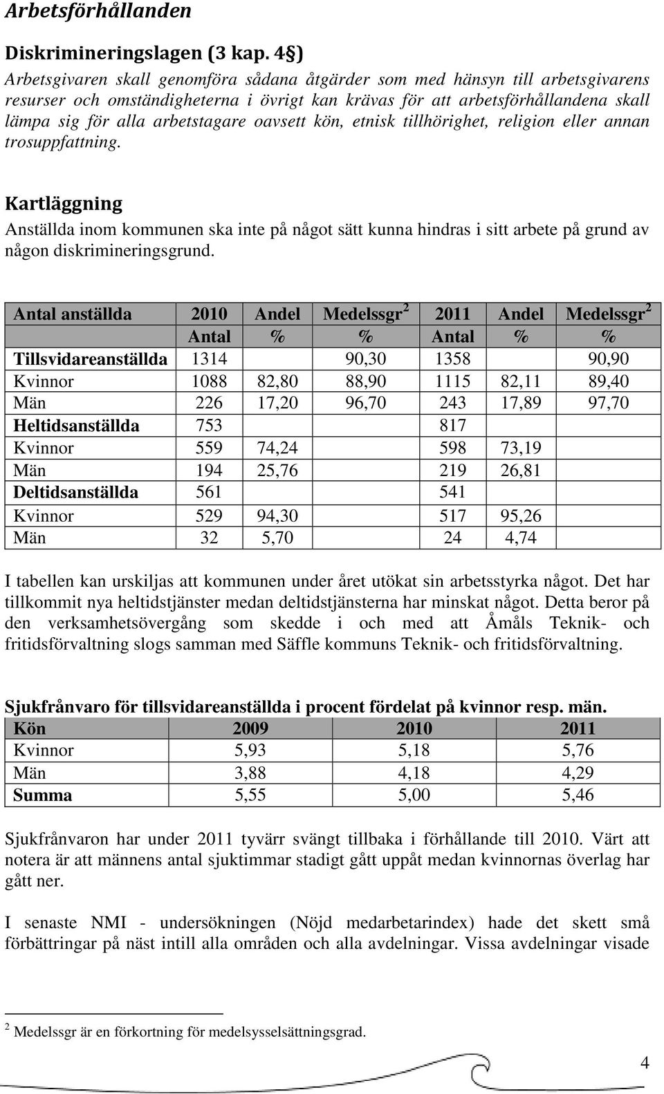 arbetstagare oavsett kön, etnisk tillhörighet, religion eller annan trosuppfattning.