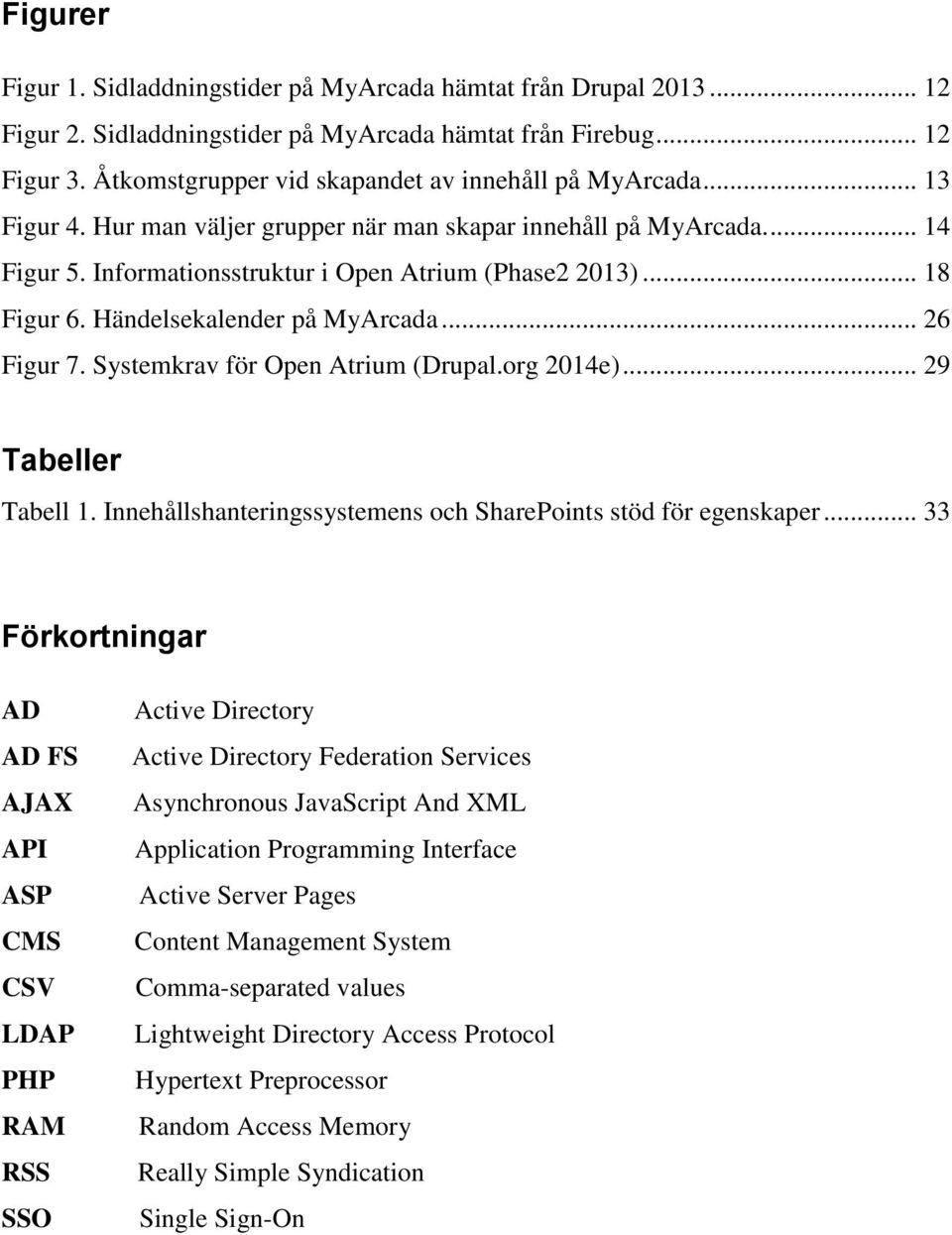 .. 18 Figur 6. Händelsekalender på MyArcada... 26 Figur 7. Systemkrav för Open Atrium (Drupal.org 2014e)... 29 Tabeller Tabell 1. Innehållshanteringssystemens och SharePoints stöd för egenskaper.