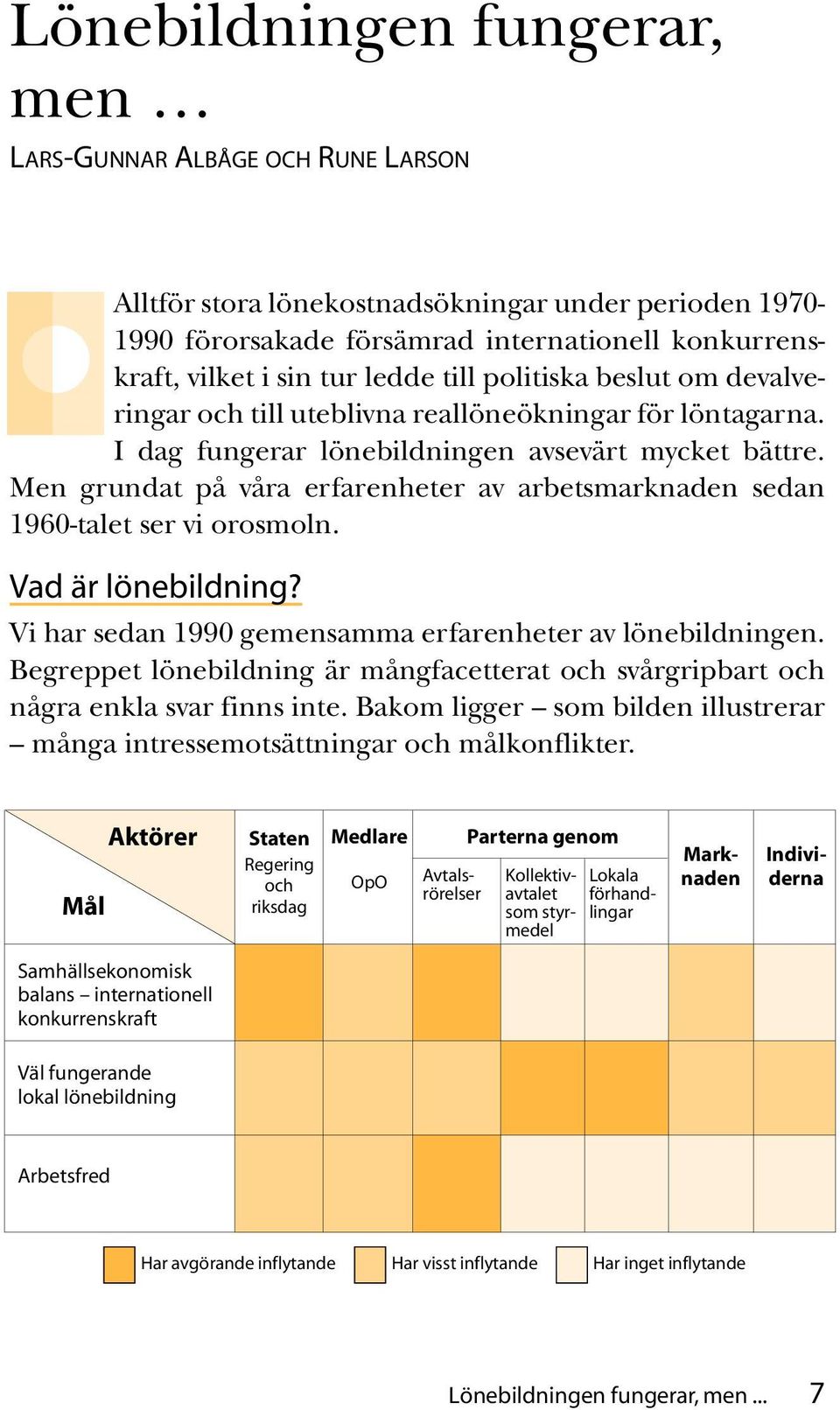 Men grundat på våra erfarenheter av arbetsmarknaden sedan 1960-talet ser vi orosmoln. Vad är lönebildning? Vi har sedan 1990 gemensamma erfarenheter av lönebildningen.