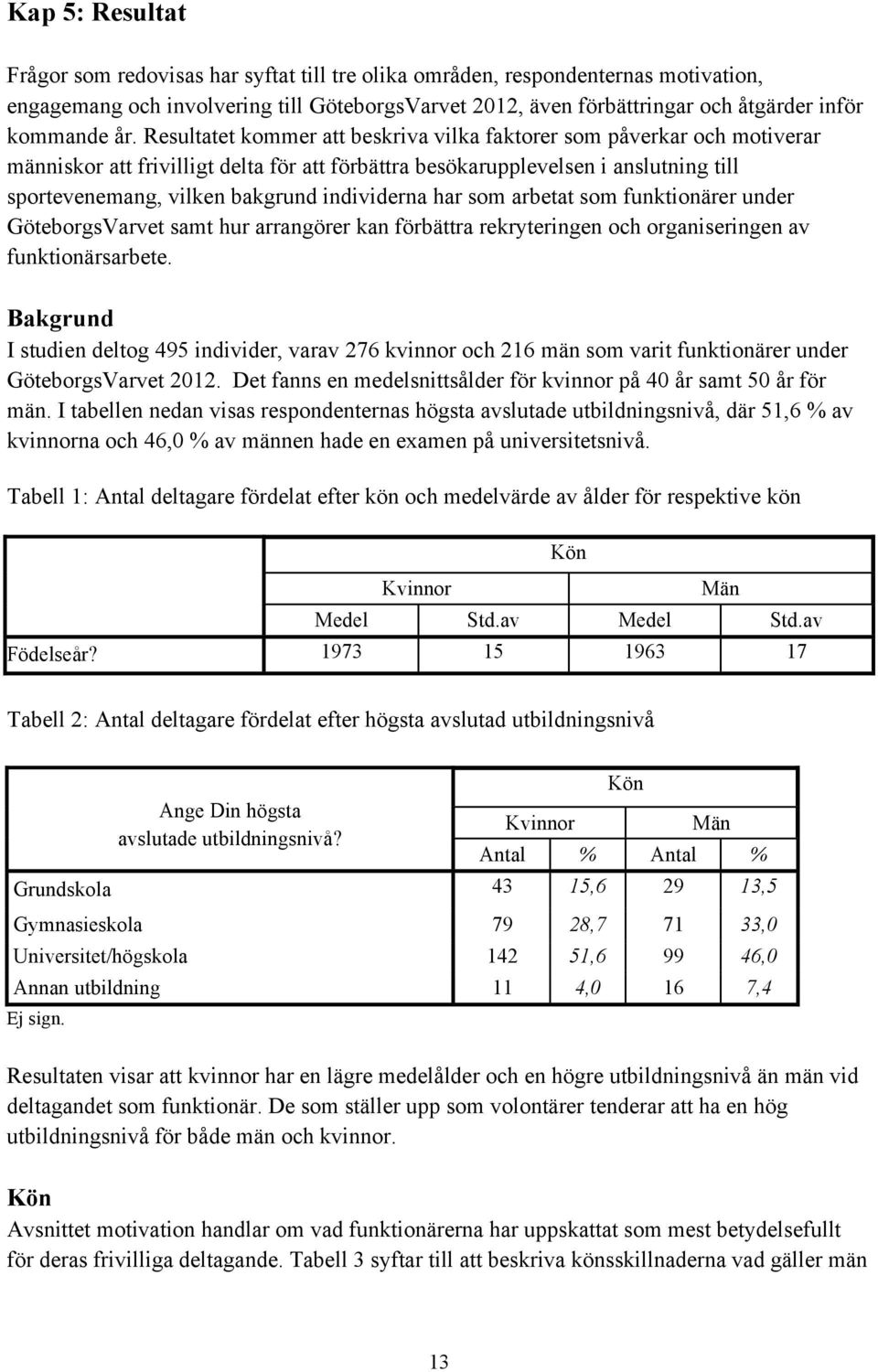 Resultatet kommer att beskriva vilka faktorer som påverkar och motiverar människor att frivilligt delta för att förbättra besökarupplevelsen i anslutning till sportevenemang, vilken bakgrund