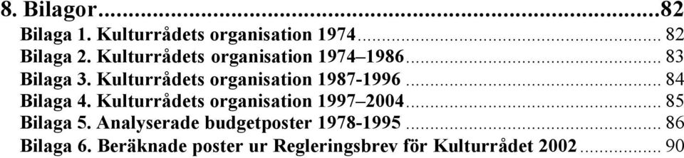 Kulturrådets organisation 1987-1996... 84 Bilaga 4.