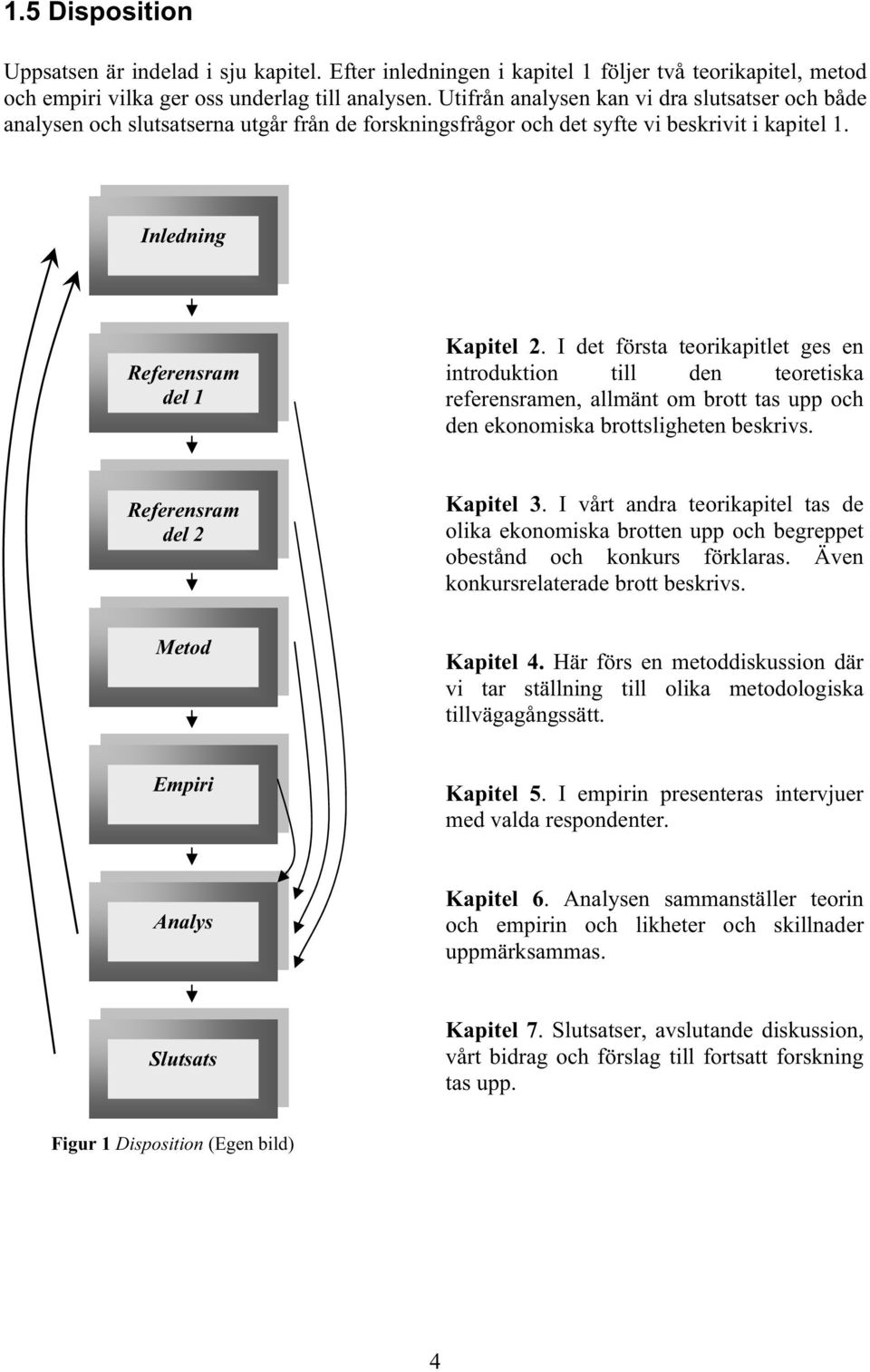 I det första teorikapitlet ges en introduktion till den teoretiska referensramen, allmänt om brott tas upp och den ekonomiska brottsligheten beskrivs. Referensram del 2 Kapitel 3.
