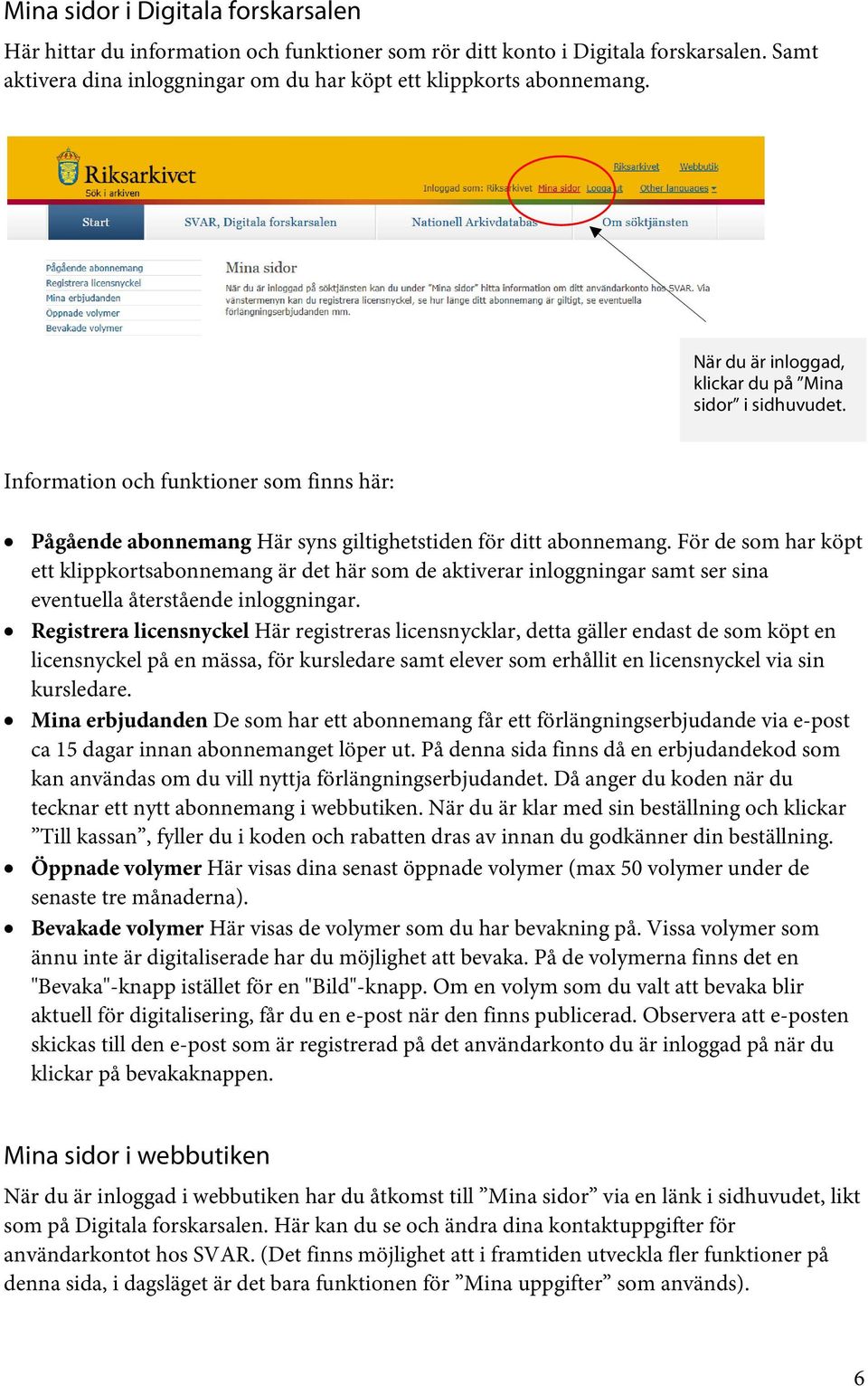 För de som har köpt ett klippkortsabonnemang är det här som de aktiverar inloggningar samt ser sina eventuella återstående inloggningar.