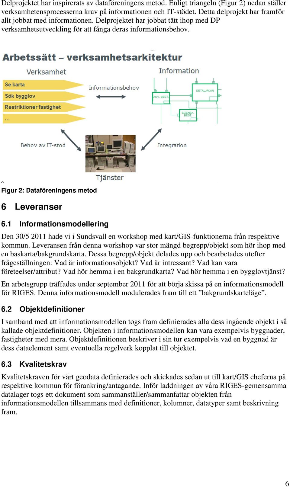 Figur 2: Dataföreningens metod 6 Leveranser 6.1 Informationsmodellering Den 30/5 2011 hade vi i Sundsvall en workshop med kart/gis-funktionerna från respektive kommun.