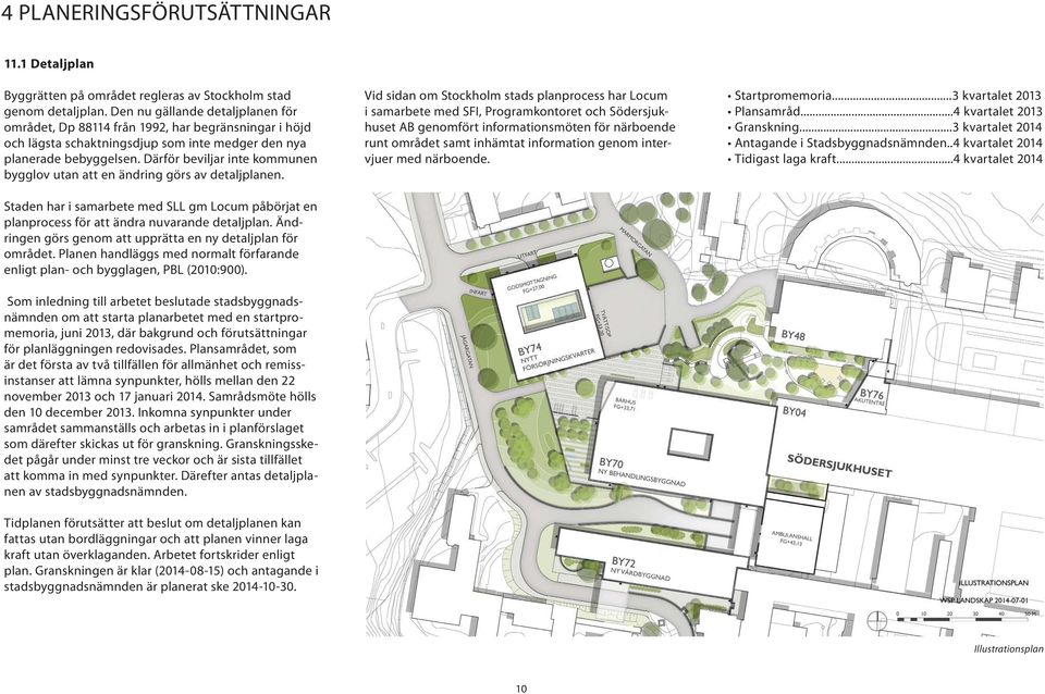 Därför beviljar inte kommunen bygglov utan att en ändring görs av detaljplanen. Staden har i samarbete med SLL gm Locum påbörjat en planprocess för att ändra nuvarande detaljplan.