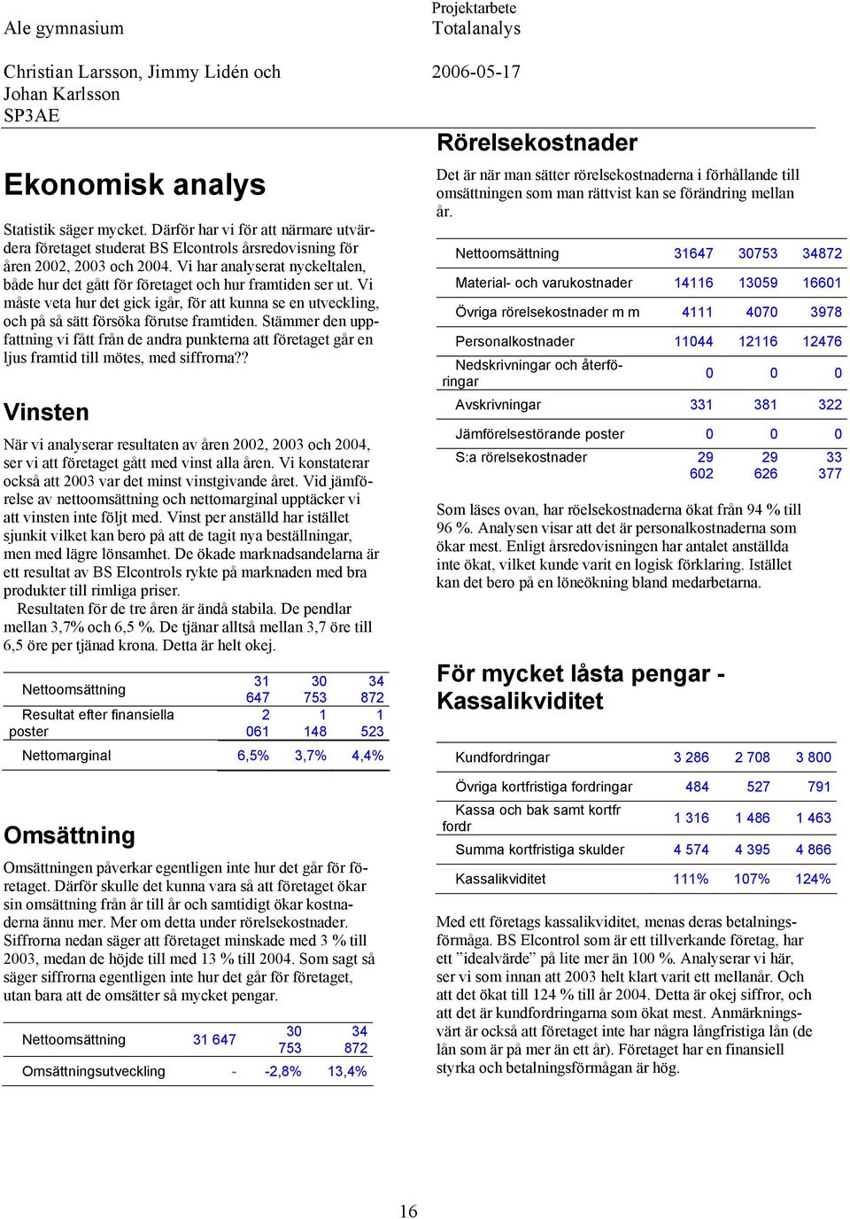 Stämmer den uppfattning vi fått från de andra punkterna att företaget går en ljus framtid till mötes, med siffrorna?