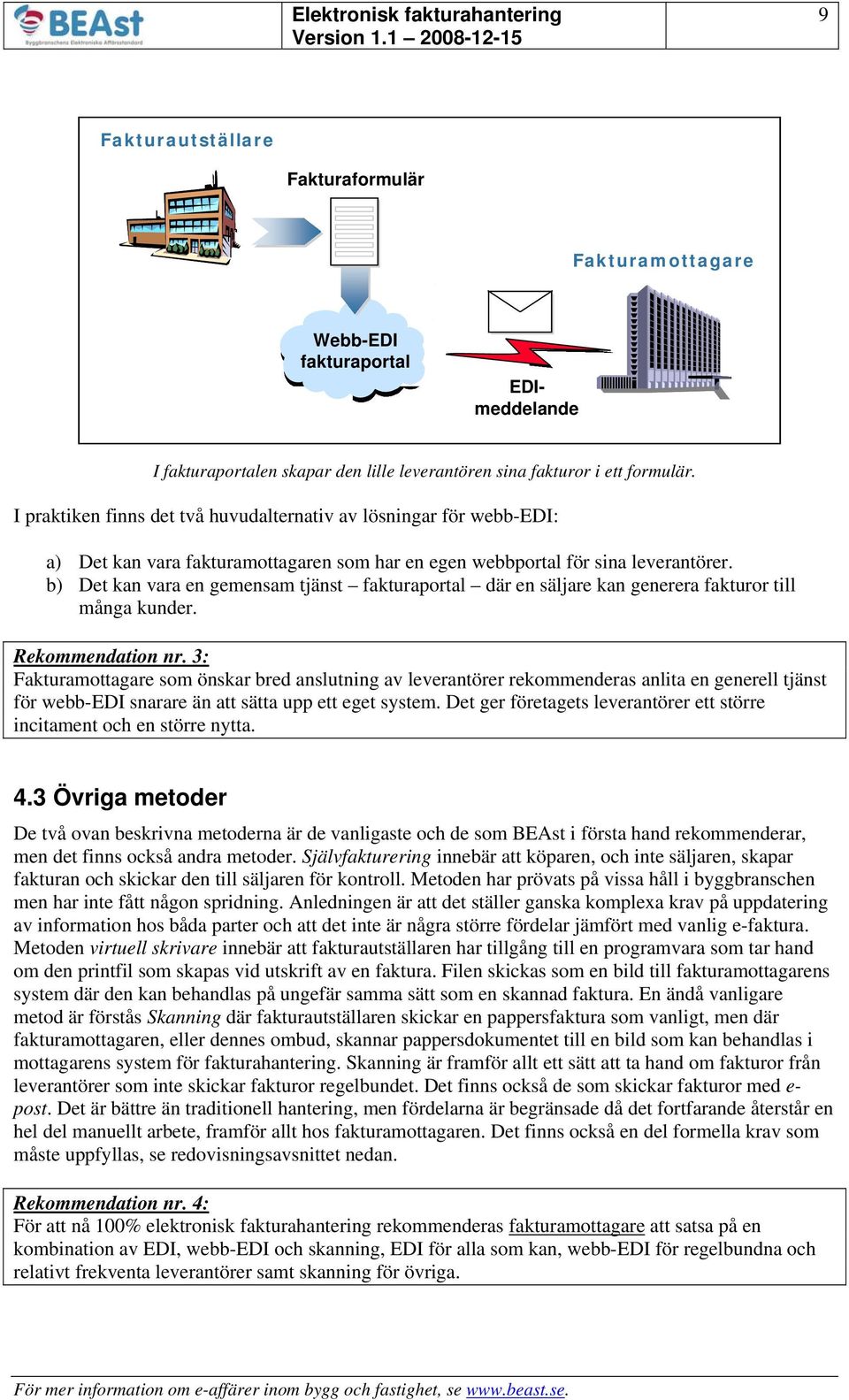 b) Det kan vara en gemensam tjänst fakturaportal där en säljare kan generera fakturor till många kunder. Rekommendation nr.