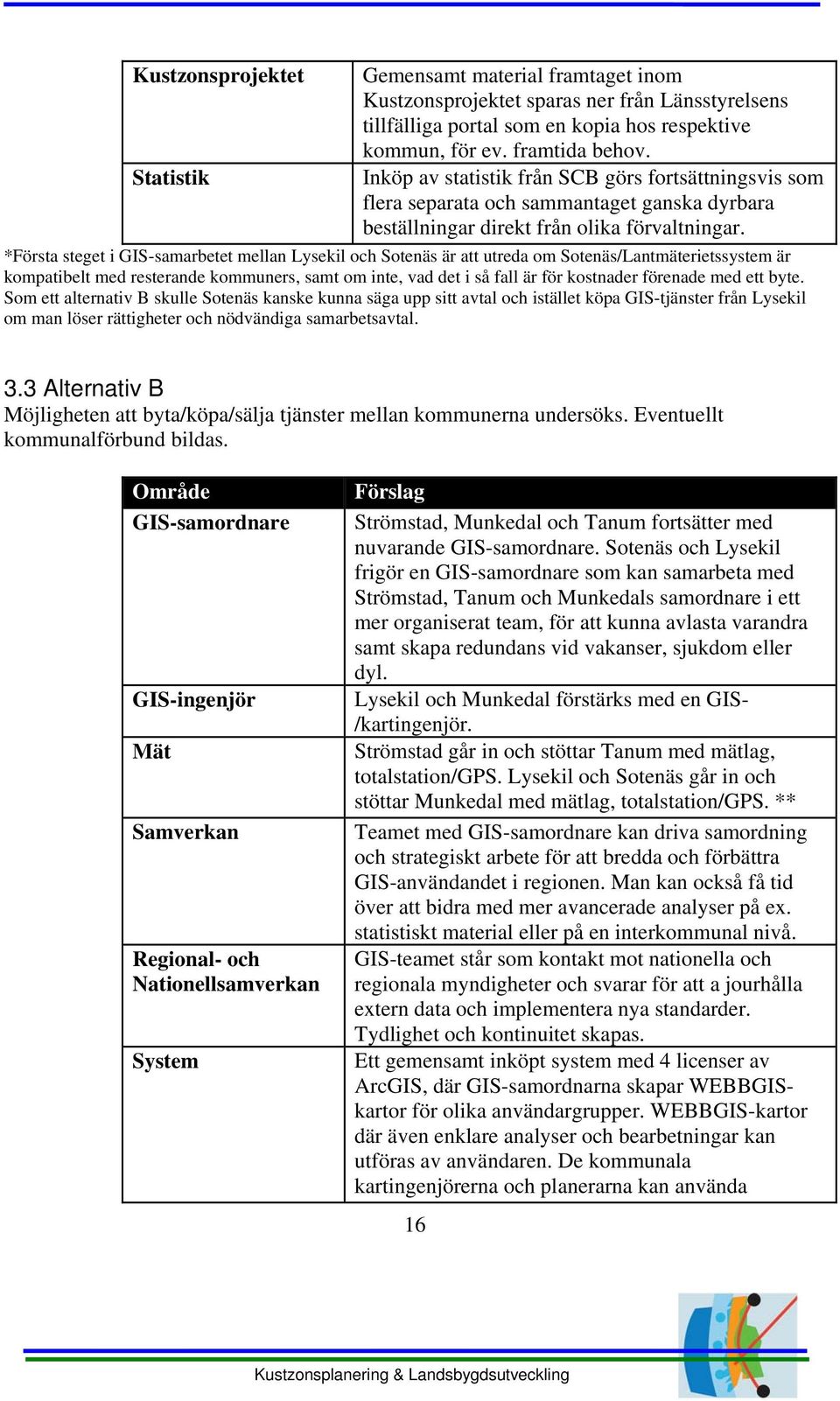 *Första steget i GIS-samarbetet mellan Lysekil och Sotenäs är att utreda om Sotenäs/Lantmäterietssystem är kompatibelt med resterande kommuners, samt om inte, vad det i så fall är för kostnader