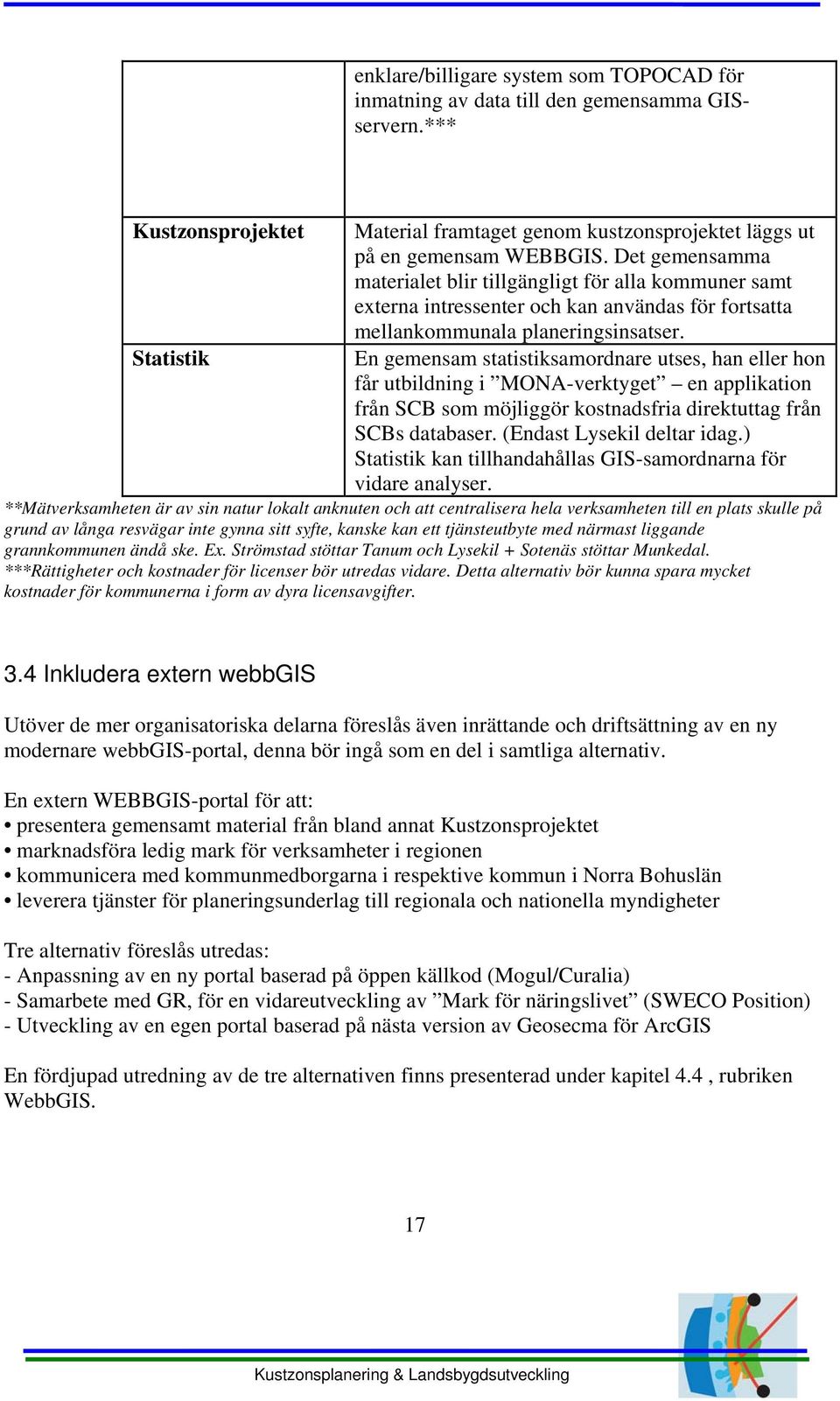 En gemensam statistiksamordnare utses, han eller hon får utbildning i MONA-verktyget en applikation från SCB som möjliggör kostnadsfria direktuttag från SCBs databaser. (Endast Lysekil deltar idag.