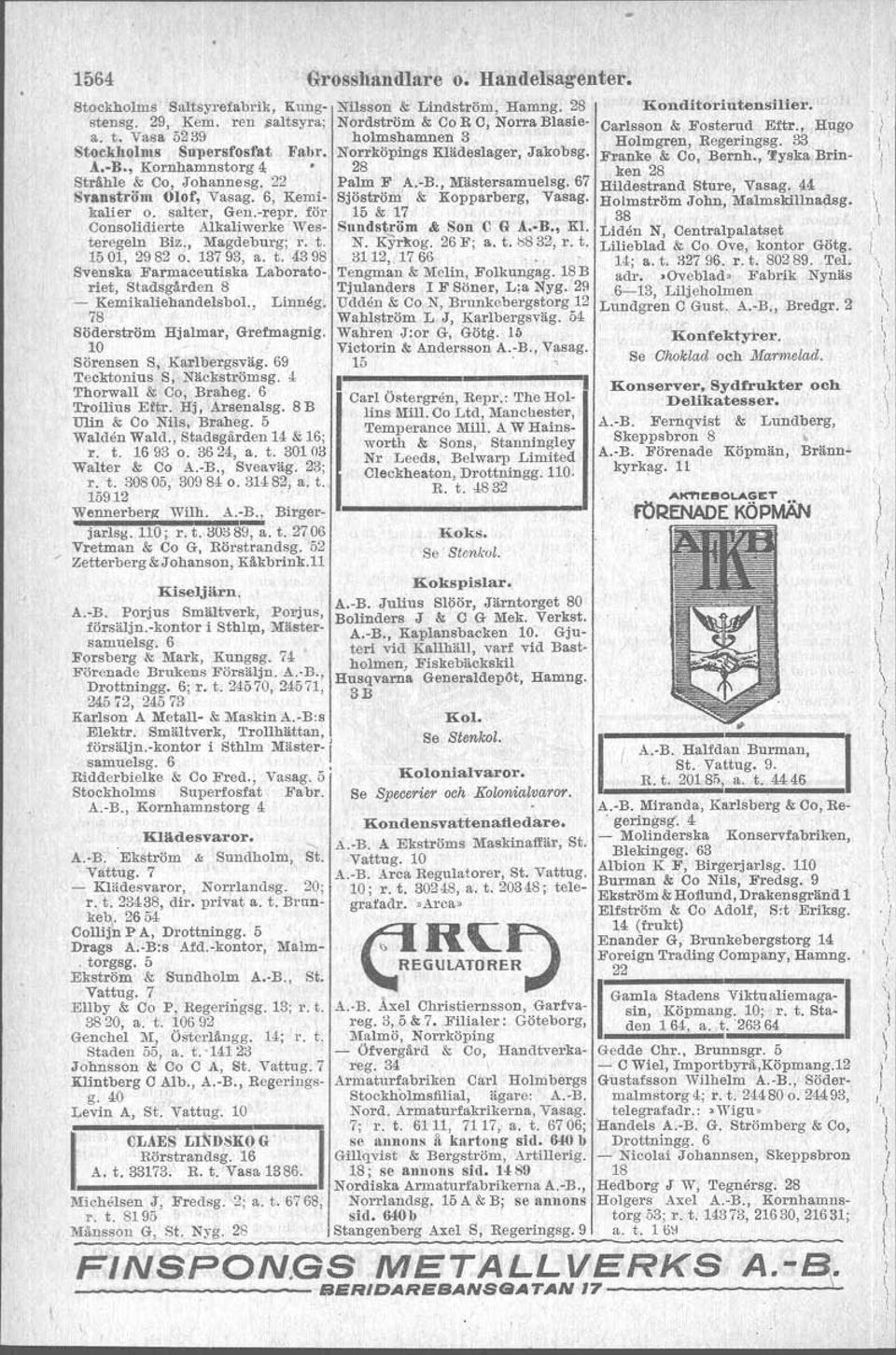 67 Svanström Olof, Vasag, 6, Kemi Sjöström' &. Kopparberg, Vasag. kali er o. salter, Gen.vrepr. för 15 &. 17 Consolidierte Alkaliwerke Wes- Sundström & Son C G A.-B., Kl. teregeln Biz., Magdeburg, r.