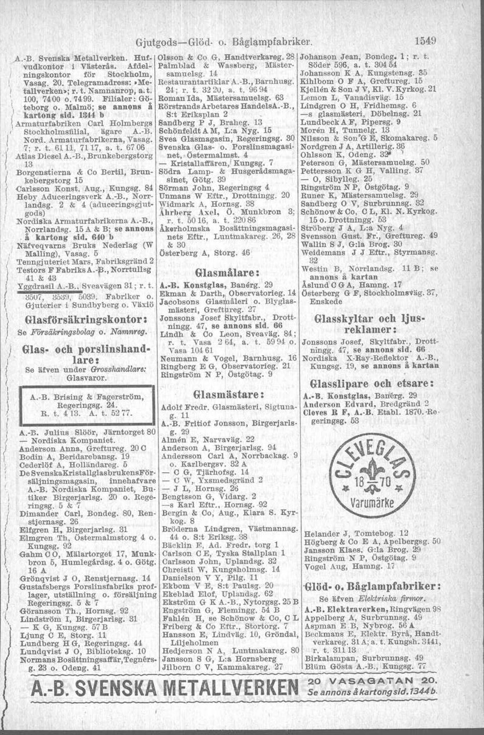 Aug., Kungsg. 84 Heby Aduceringsverk A.-B., Norri landsg. 2 & 4 (aduceringsgjut- gods) i :Nordiska Armaturfabrikerna A.-B., Norrlandsg.15A & B; se annons å kartong sid. 640 b Nä.