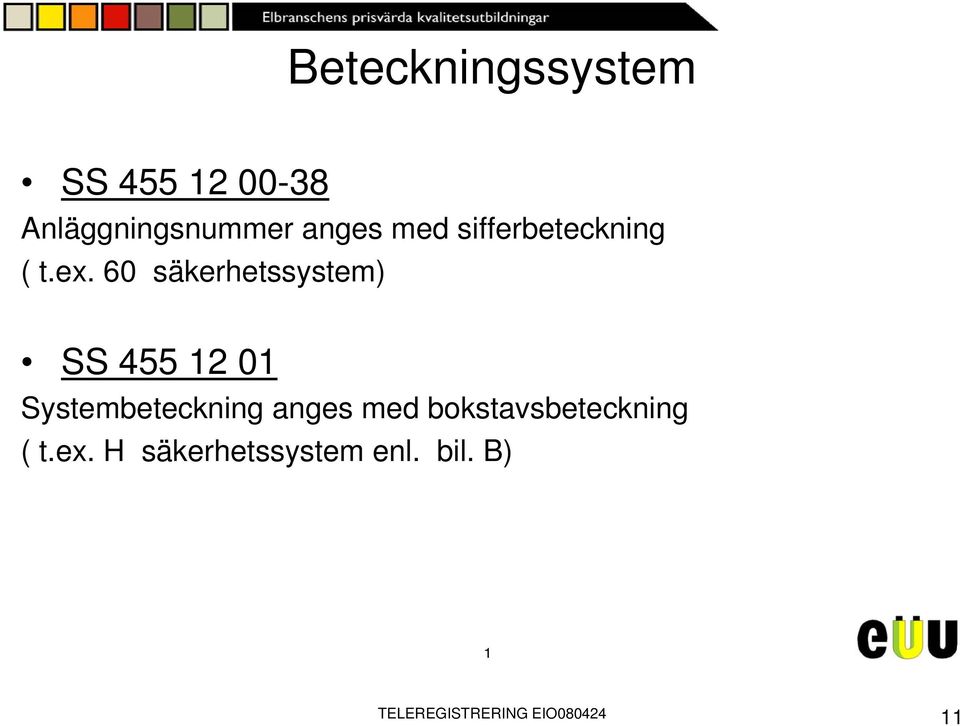 60 säkerhetssystem) SS 455 2 0 Systembeteckning anges