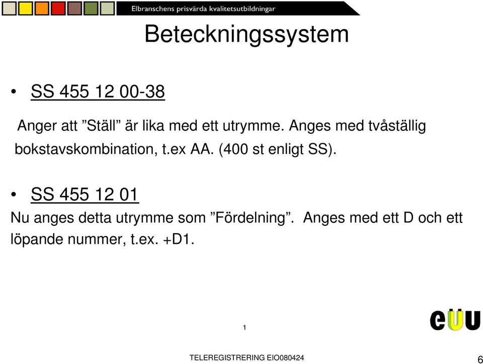 (400 st enligt SS). SS 455 2 0 Nu anges detta utrymme som Fördelning.