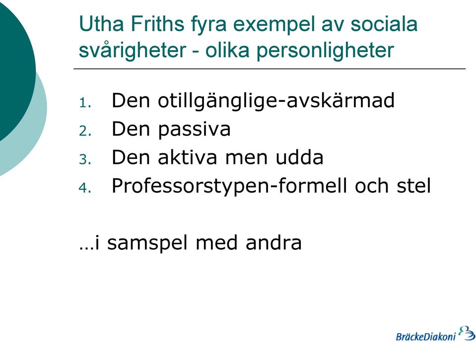 Den otillgänglige-avskärmad 2. Den passiva 3.