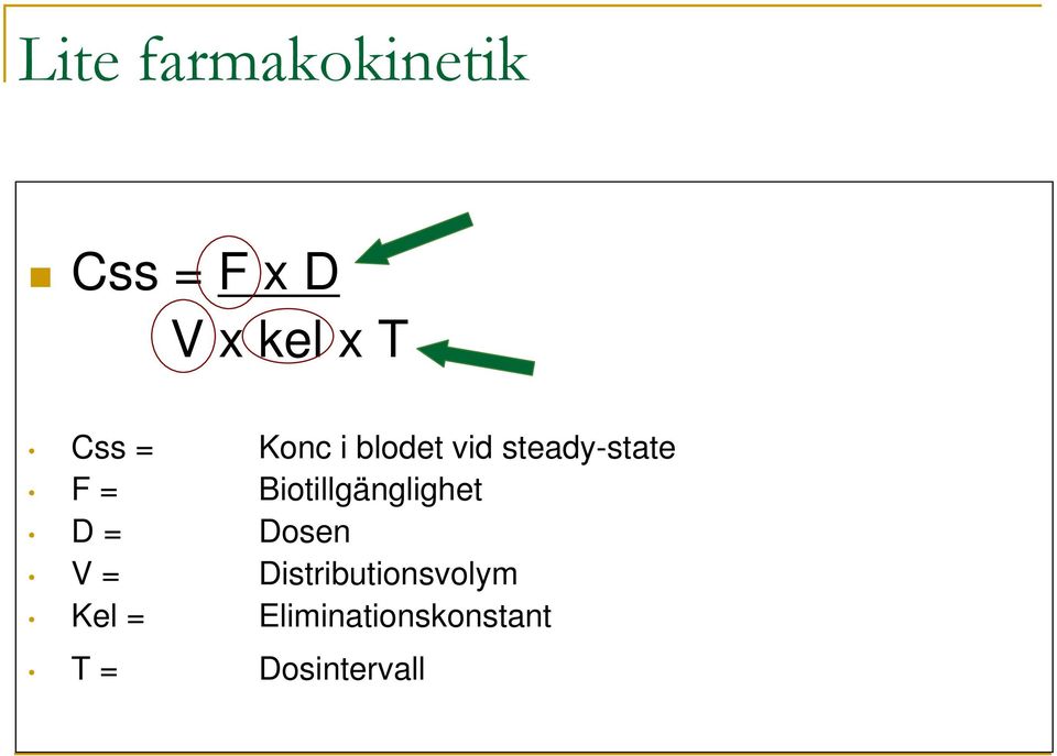 Biotillgänglighet D = Dosen V =