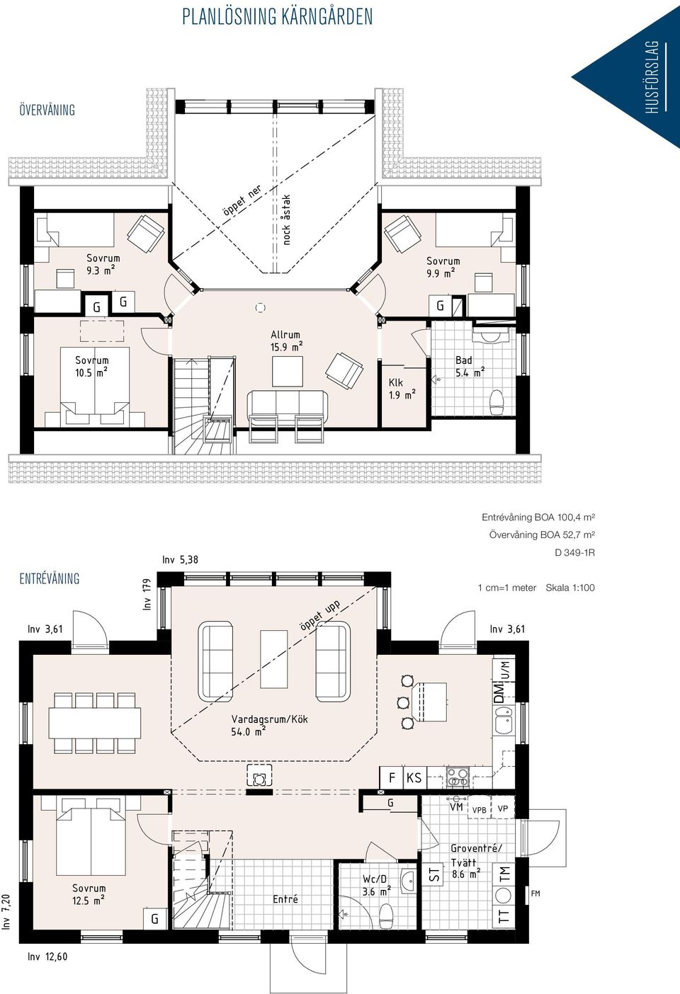 BOA 100,4 m² Övervåning BOA 52,7 m²